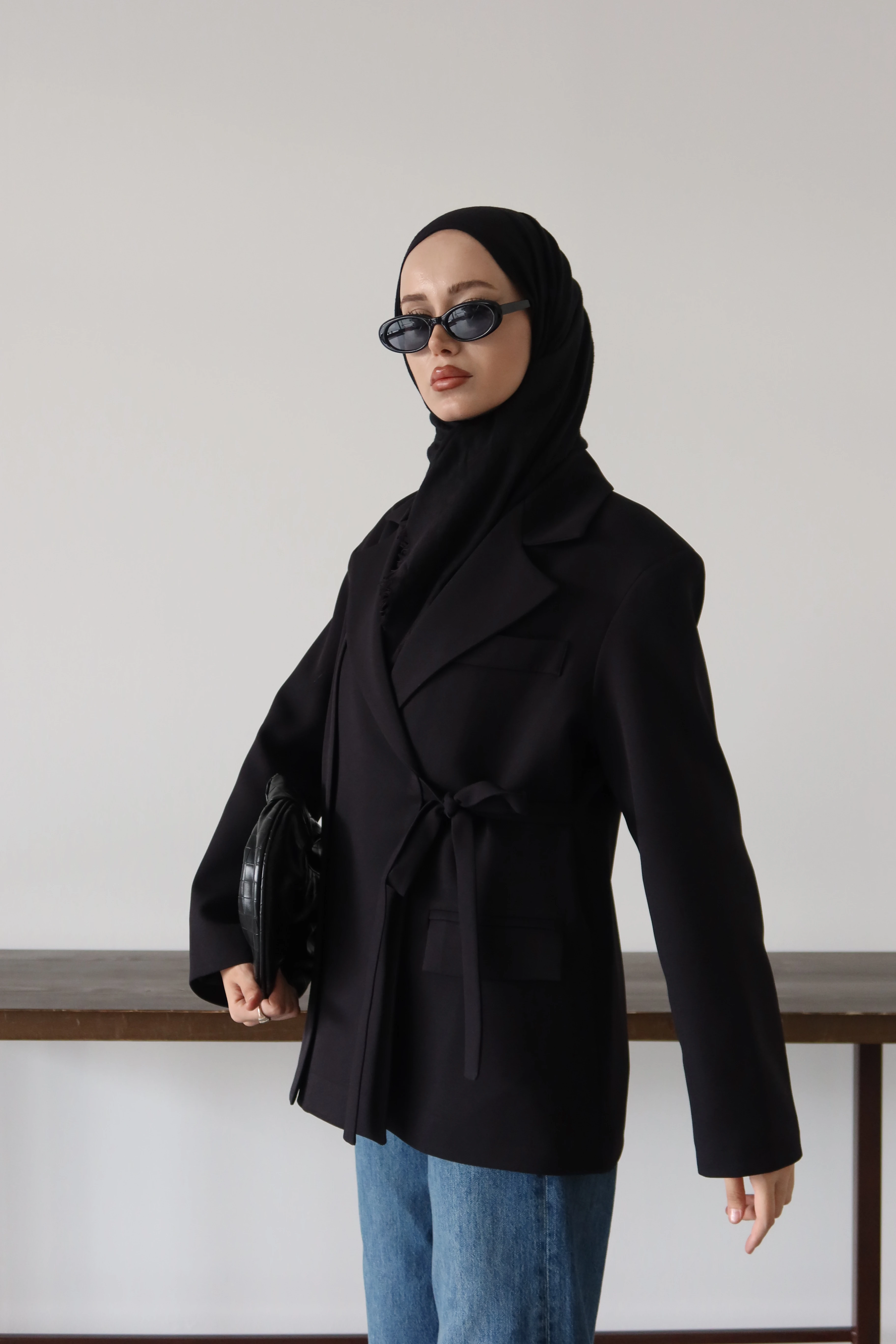 Yandan Bağlamalı Tesettür Dabıl Ceket