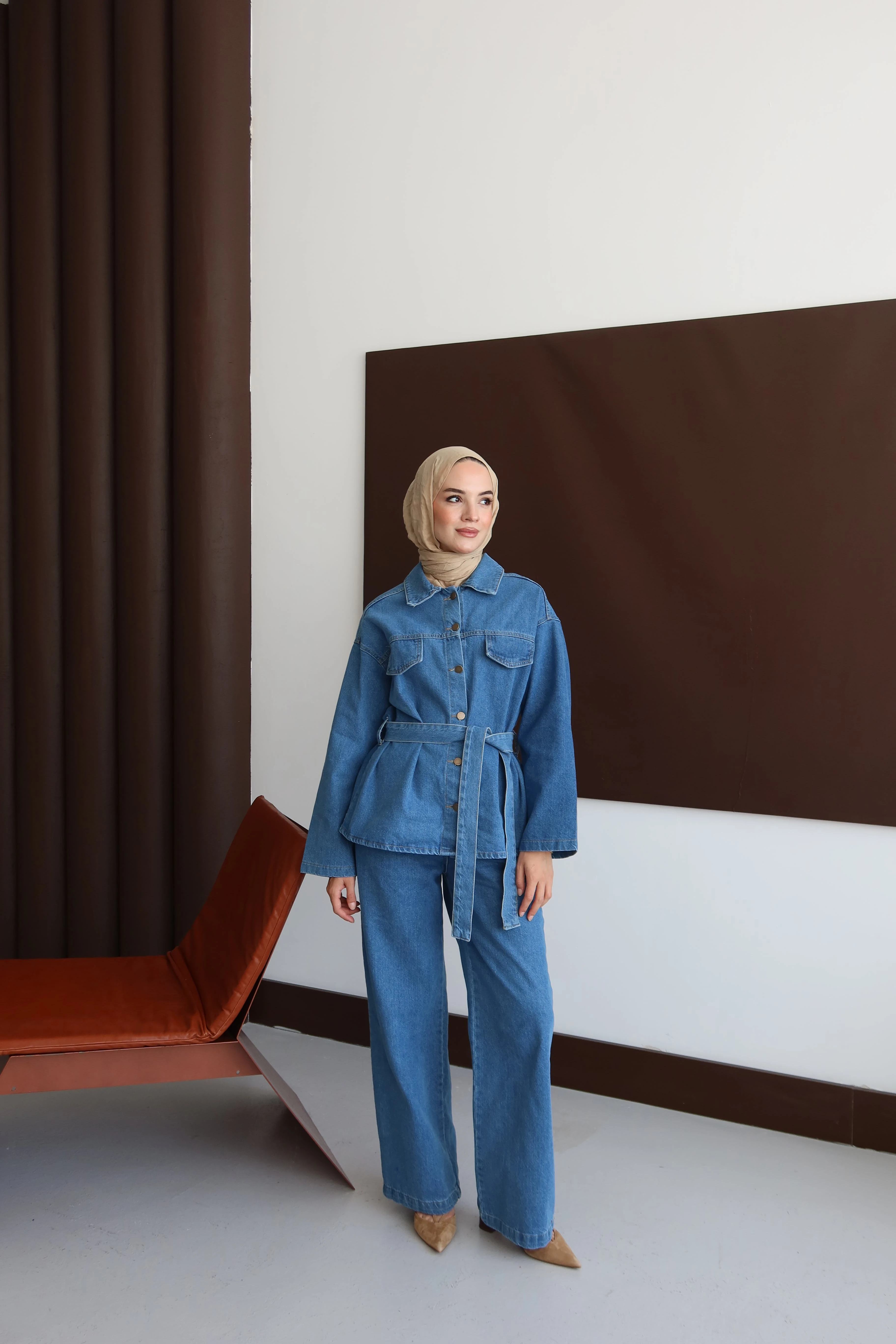 Tesettür Kapaklı Kot Takım