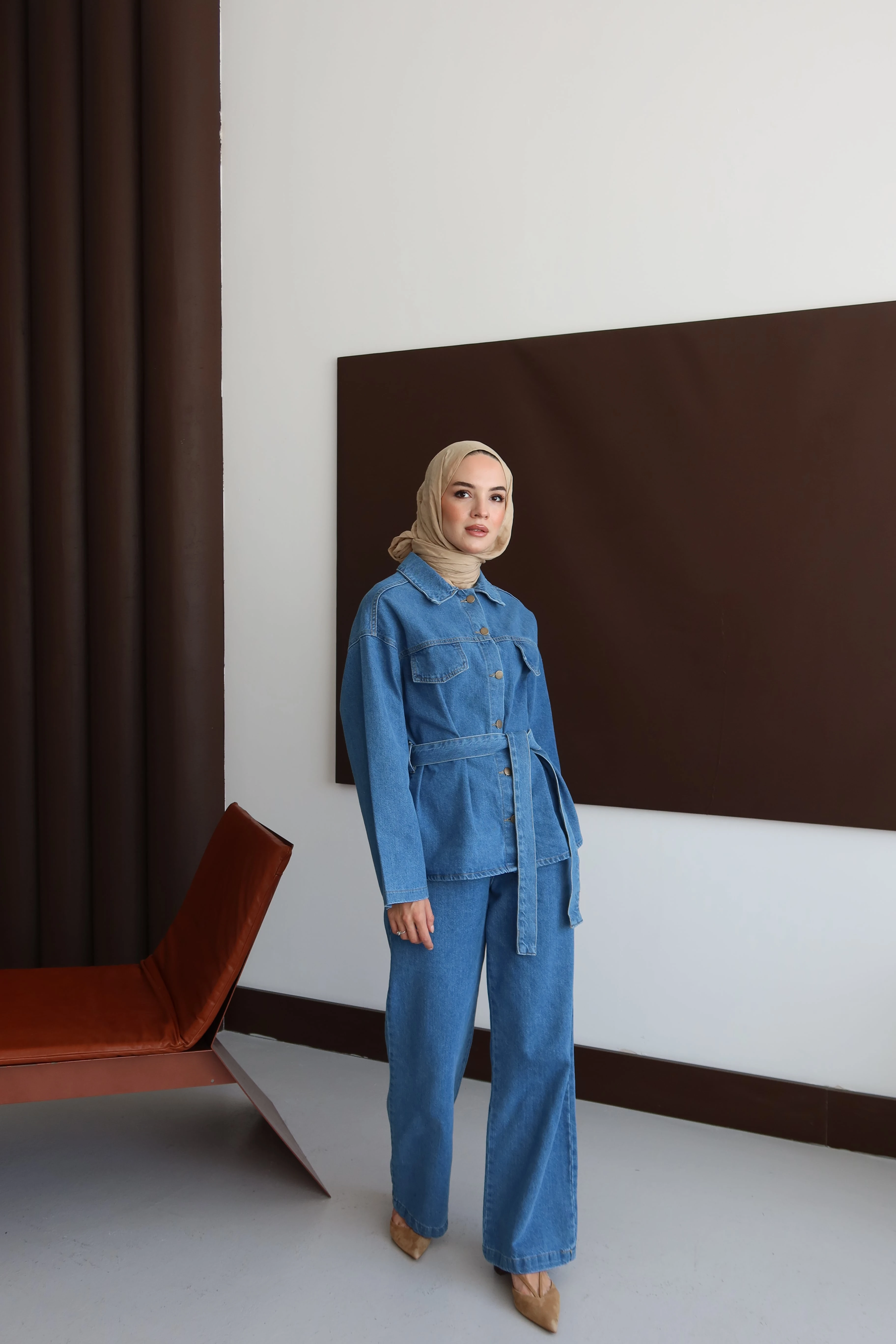 Tesettür Kapaklı Kot Takım