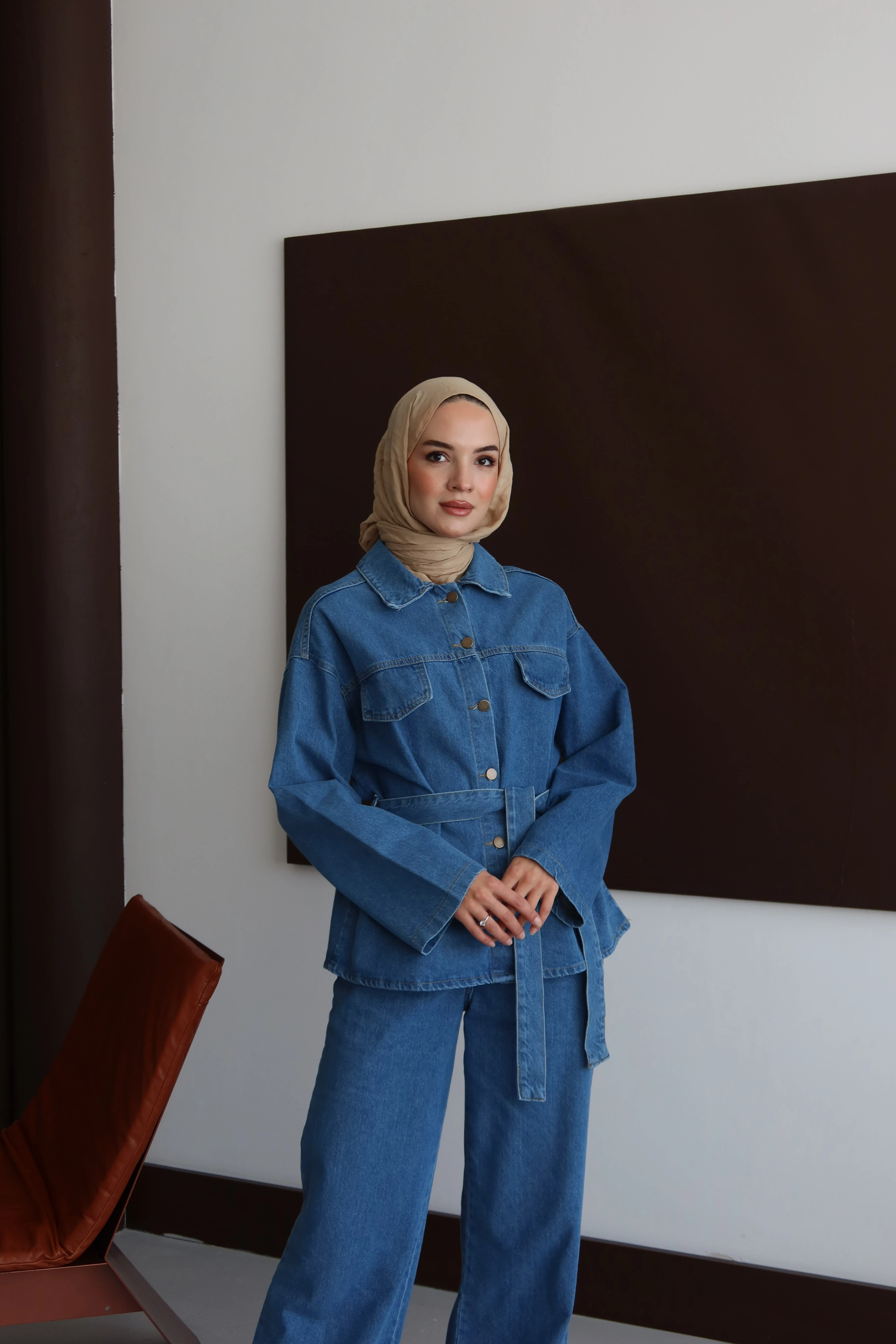 Tesettür Kapaklı Kot Takım