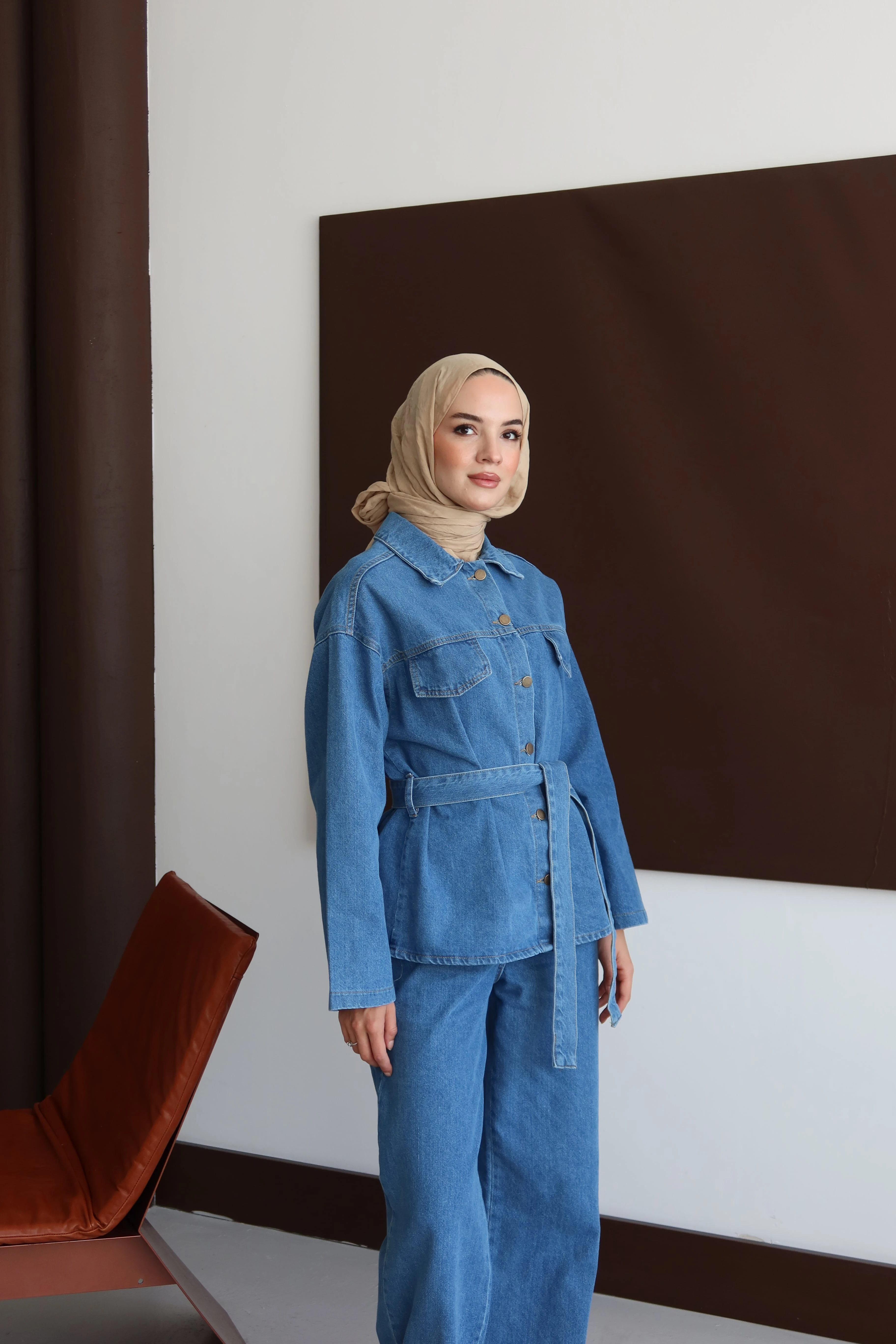 Tesettür Kapaklı Kot Takım