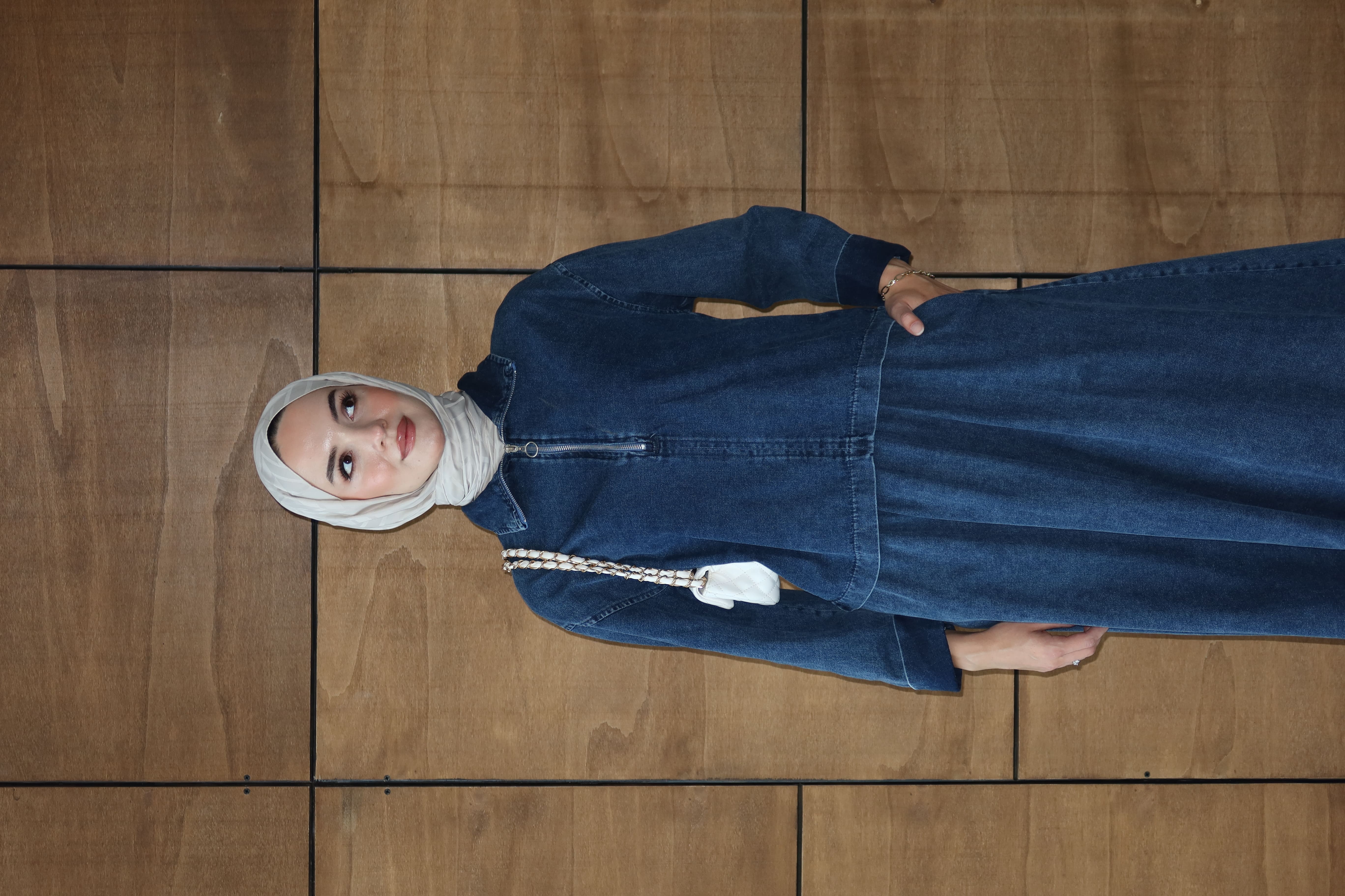 Tesettür Fermuarlı Kot Takım