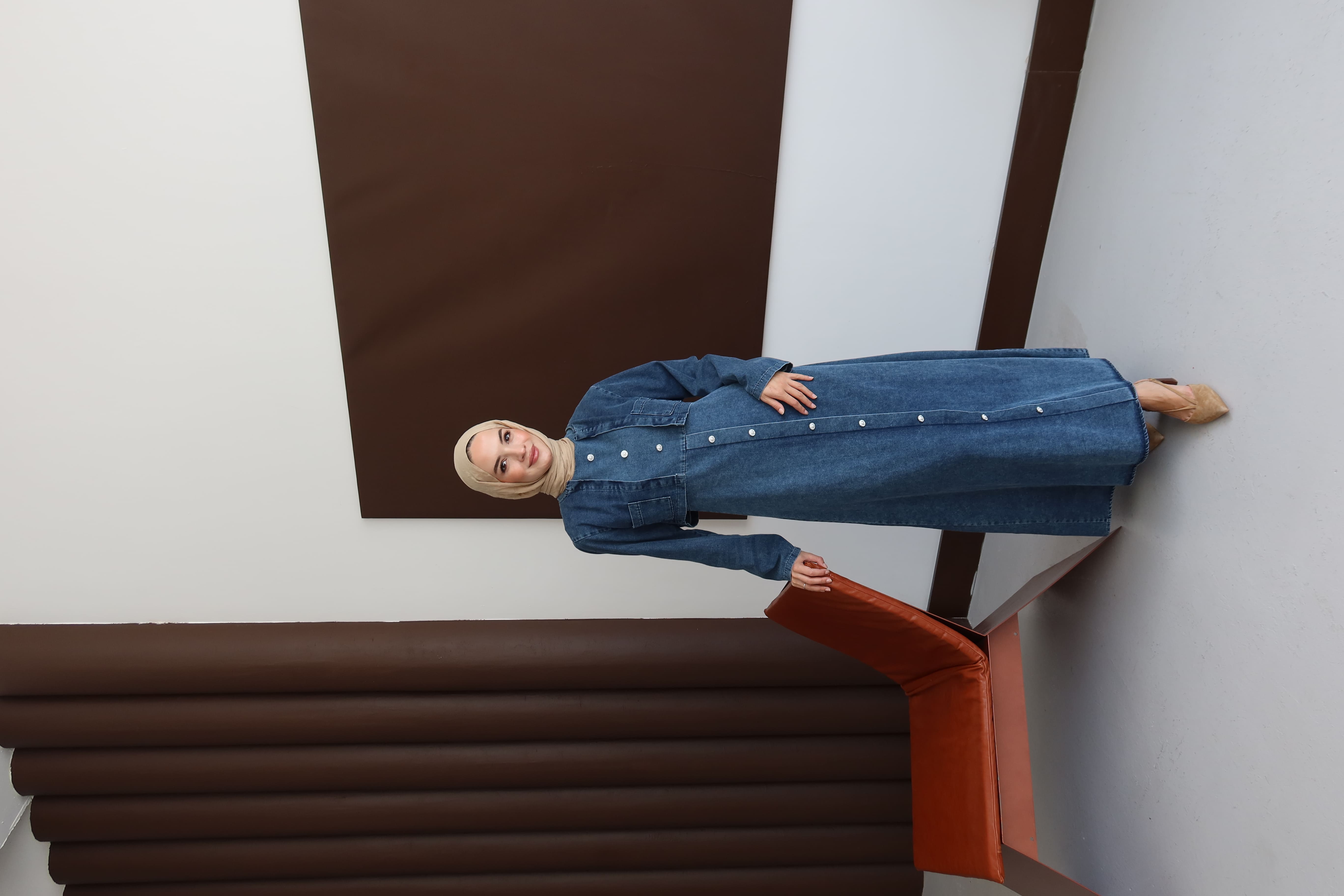 Tesettür Düğme Detaylı Takım