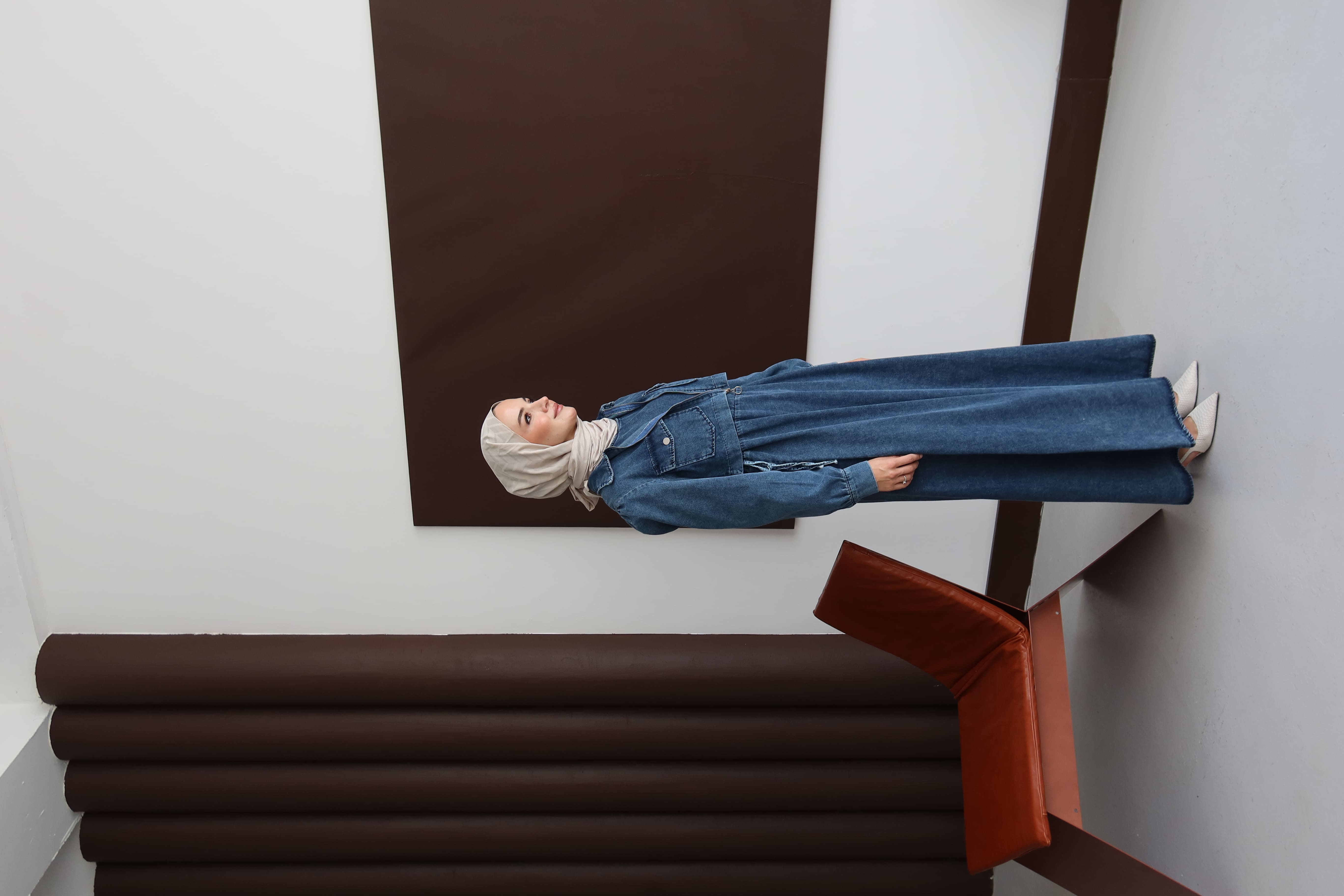 Tesettür Fermuarlı Cepli Kot Takım