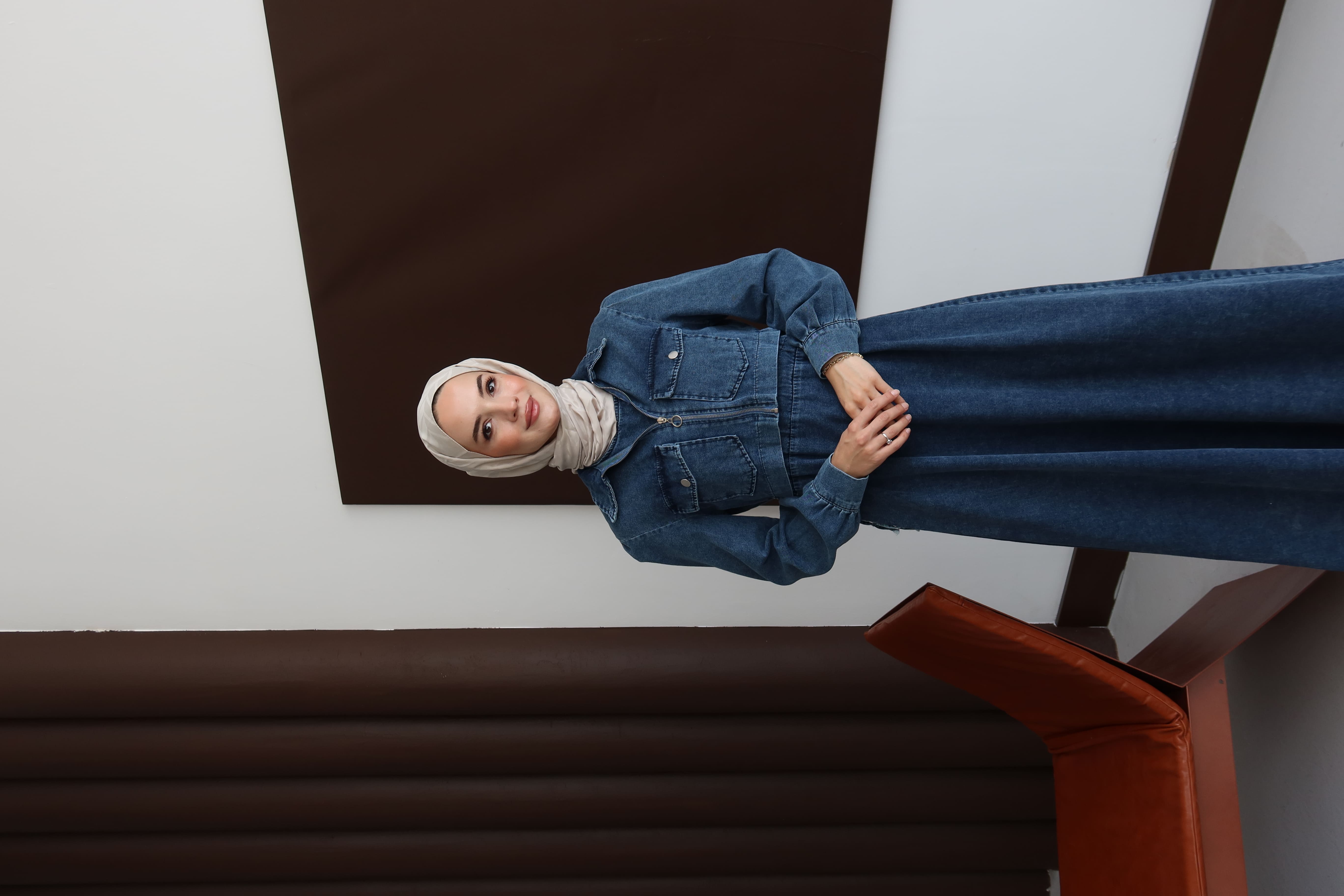 Tesettür Fermuarlı Cepli Kot Takım