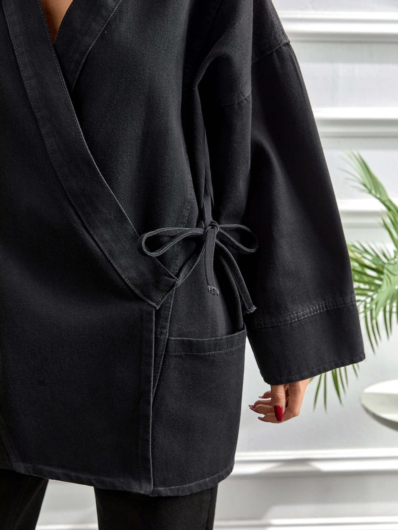 Yandan bağlamalı Kot ceket