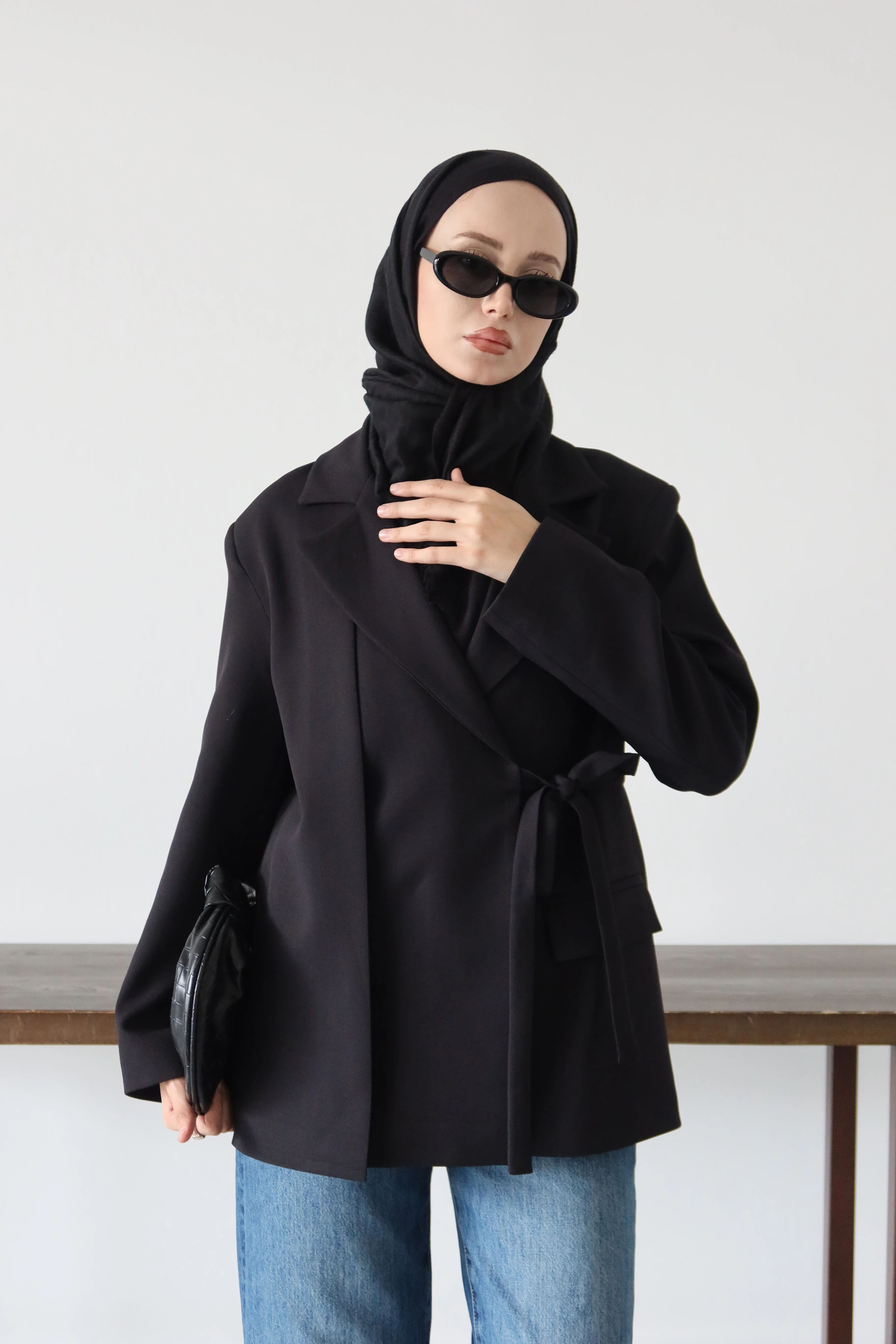 Yandan Bağlamalı Tesettür Dabıl Ceket