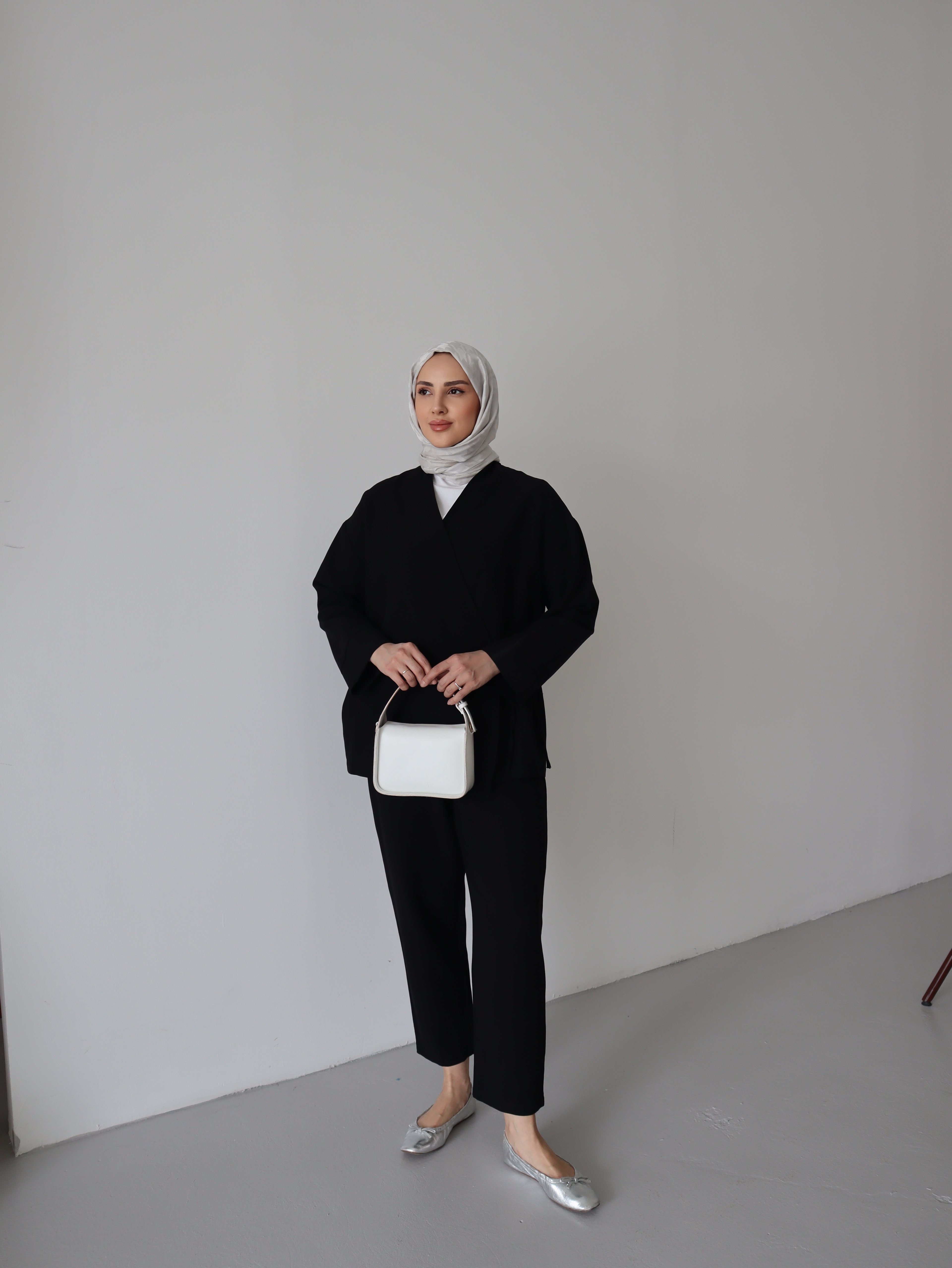 Yandan Bağlamalı Keten Tesettür Takım
