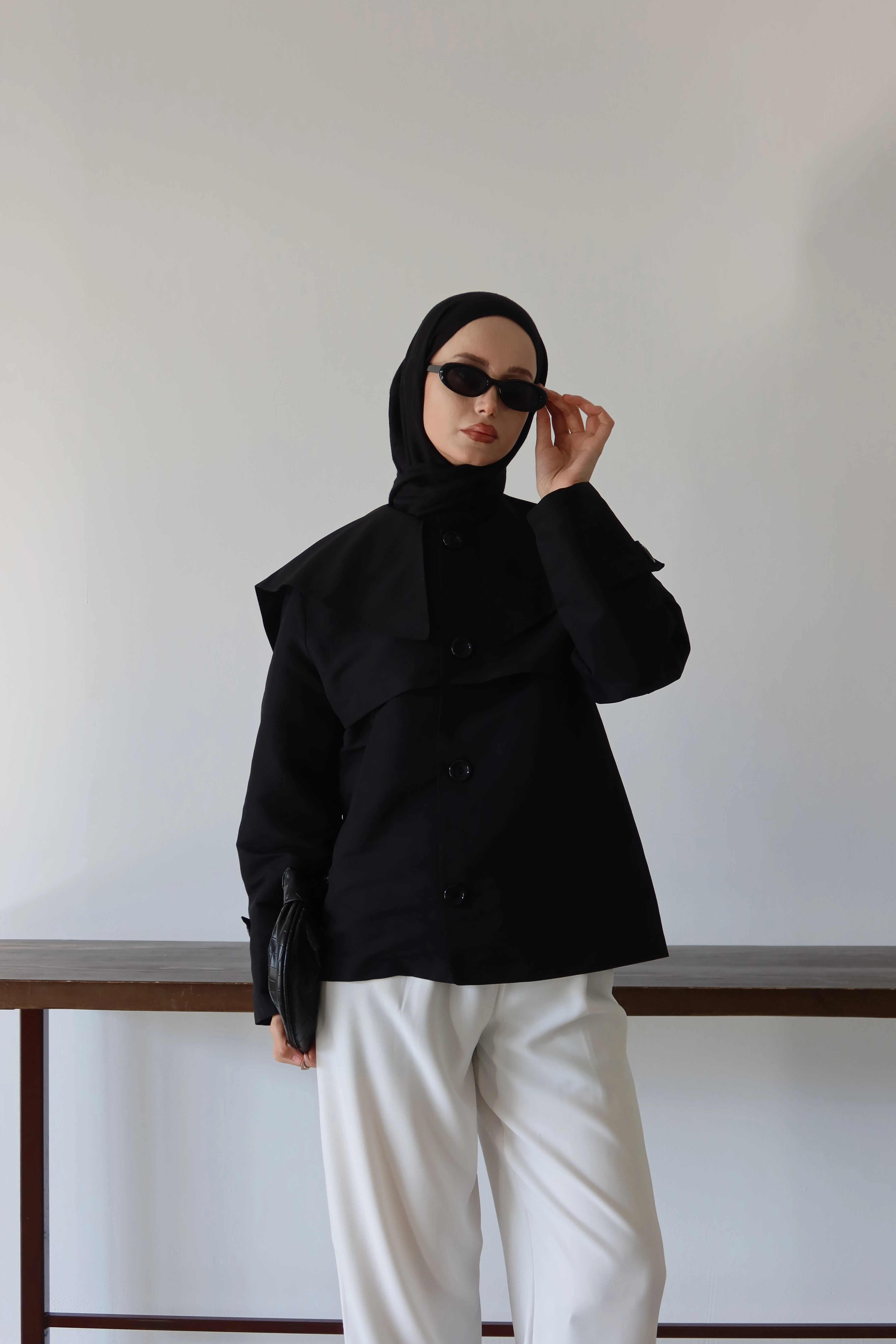 Düğme Detaylı Tesettür Trençkot