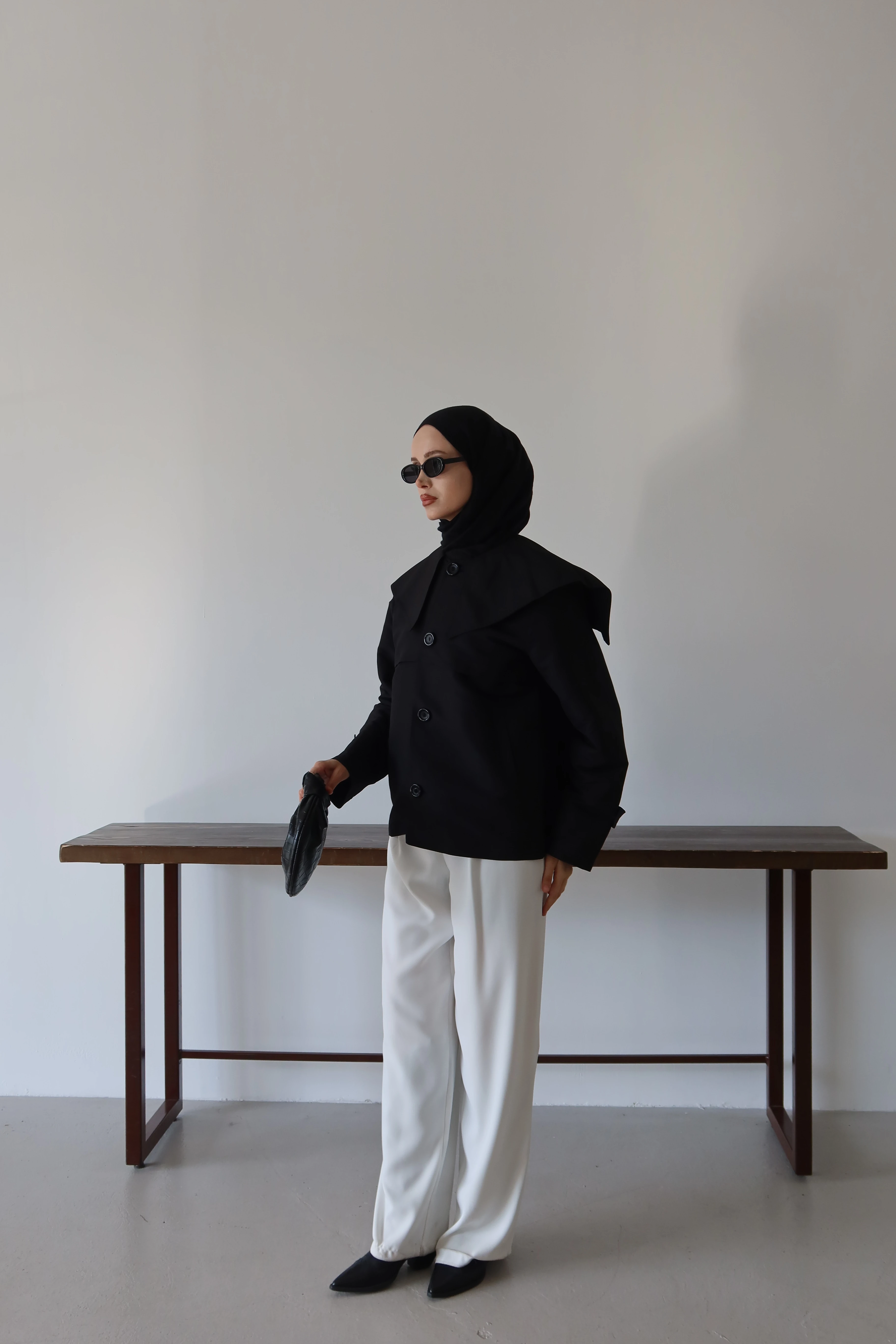 Düğme Detaylı Tesettür Trençkot