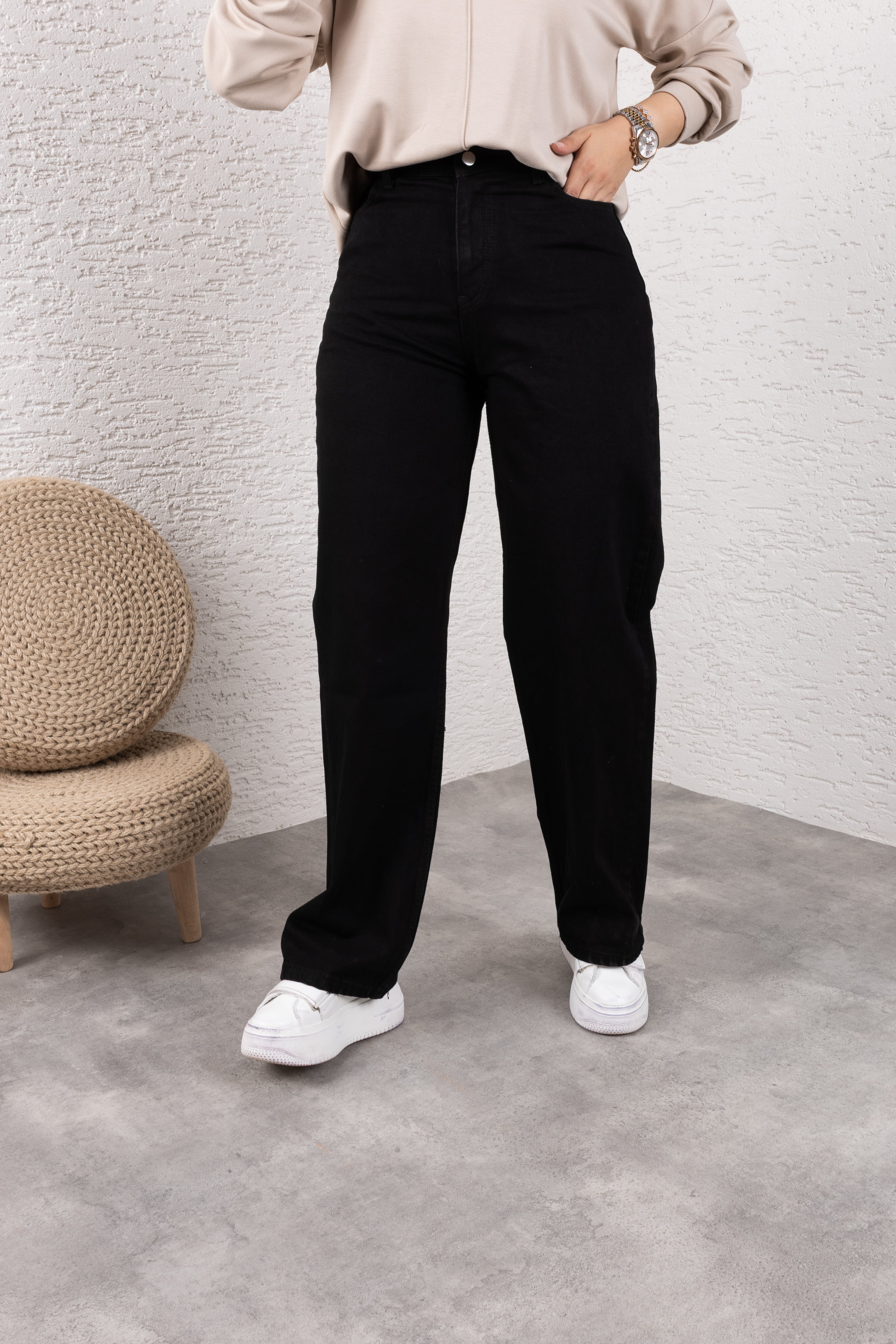 Tesettür Siyah Kot Pantolon