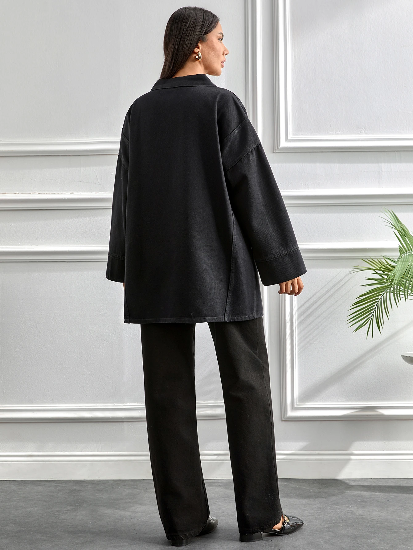 Yandan bağlamalı Kot ceket