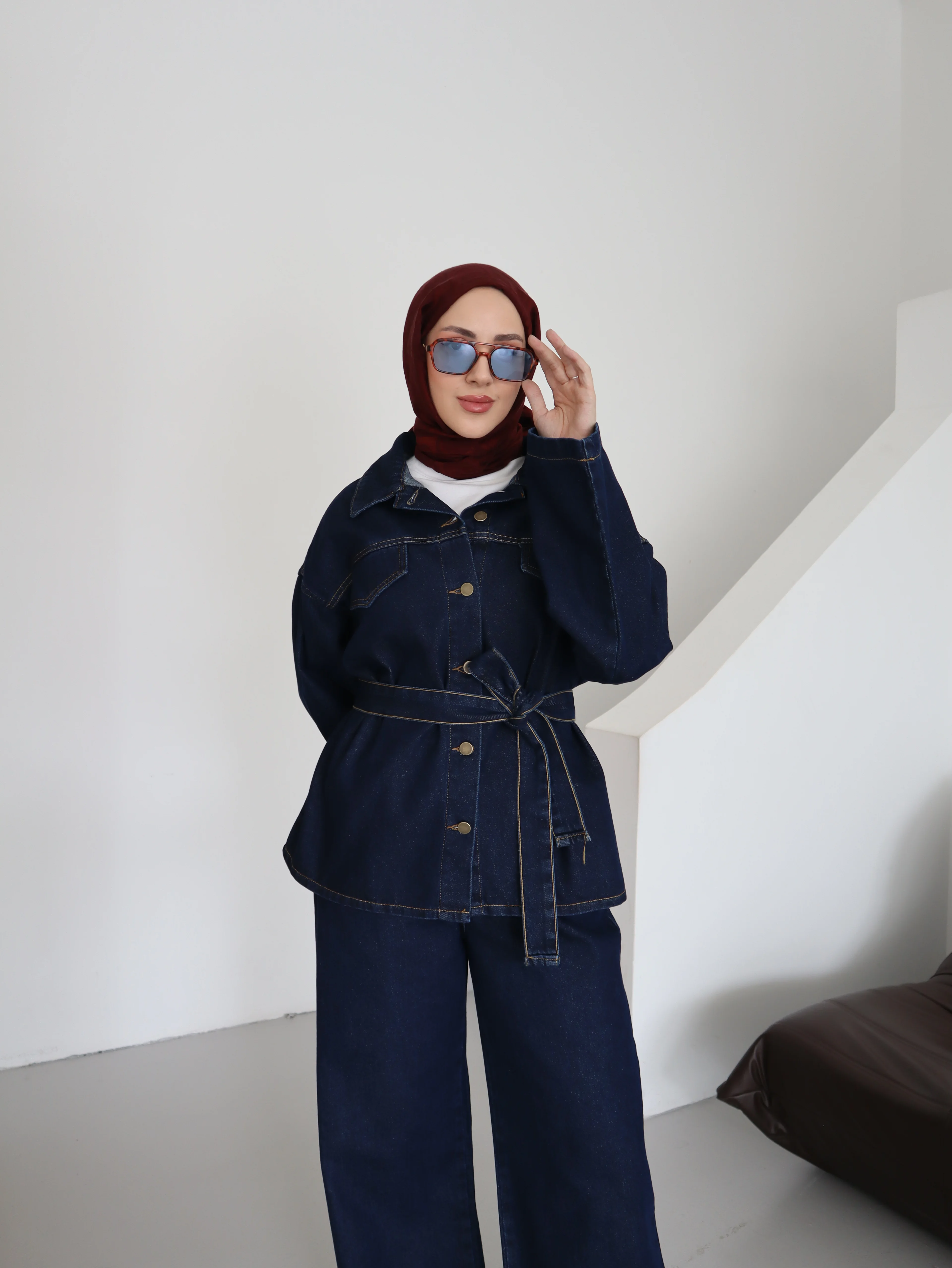 Kemer Detaylı Taba Tesettür Takım