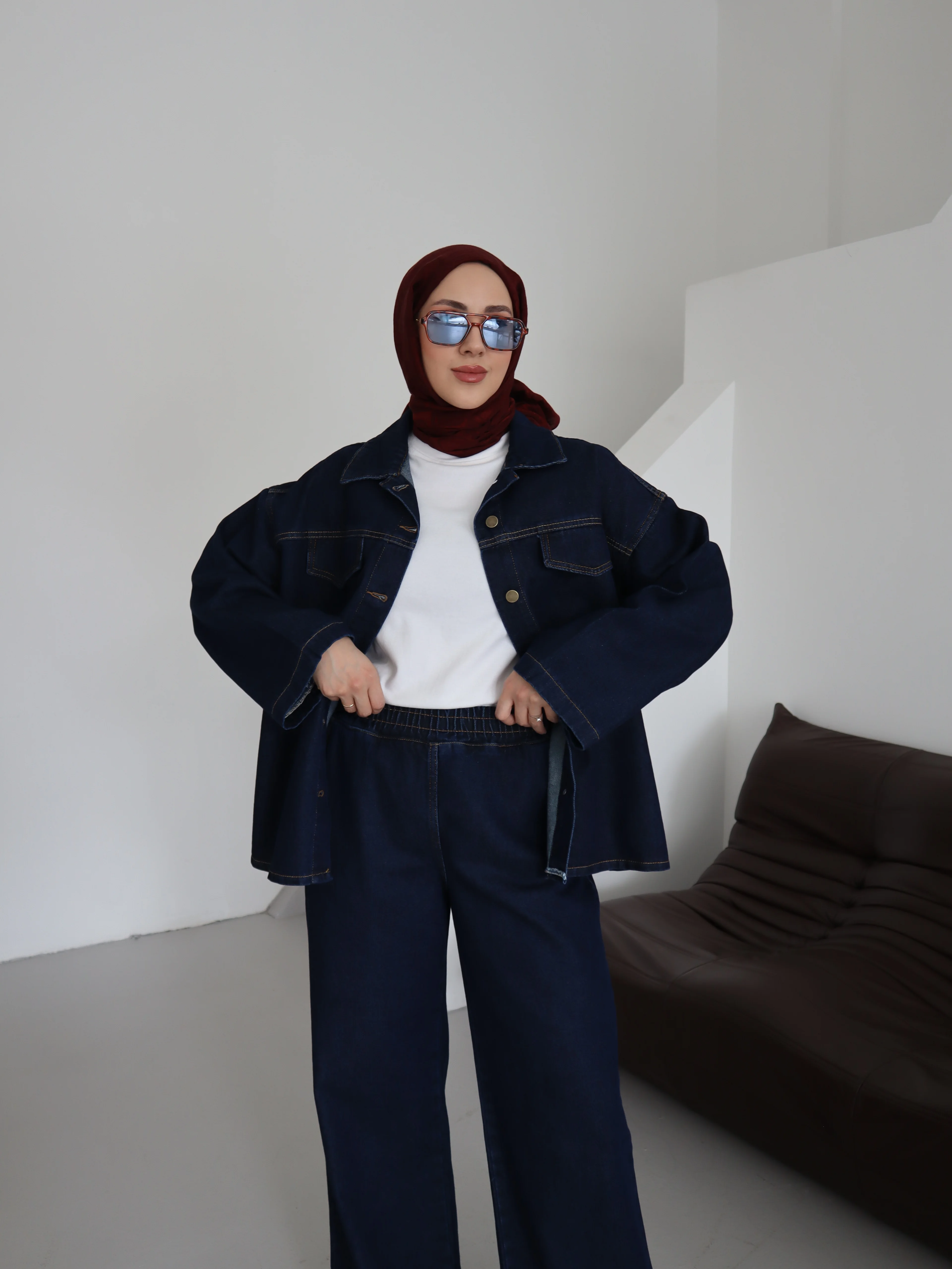 Kemer Detaylı Taba Tesettür Takım