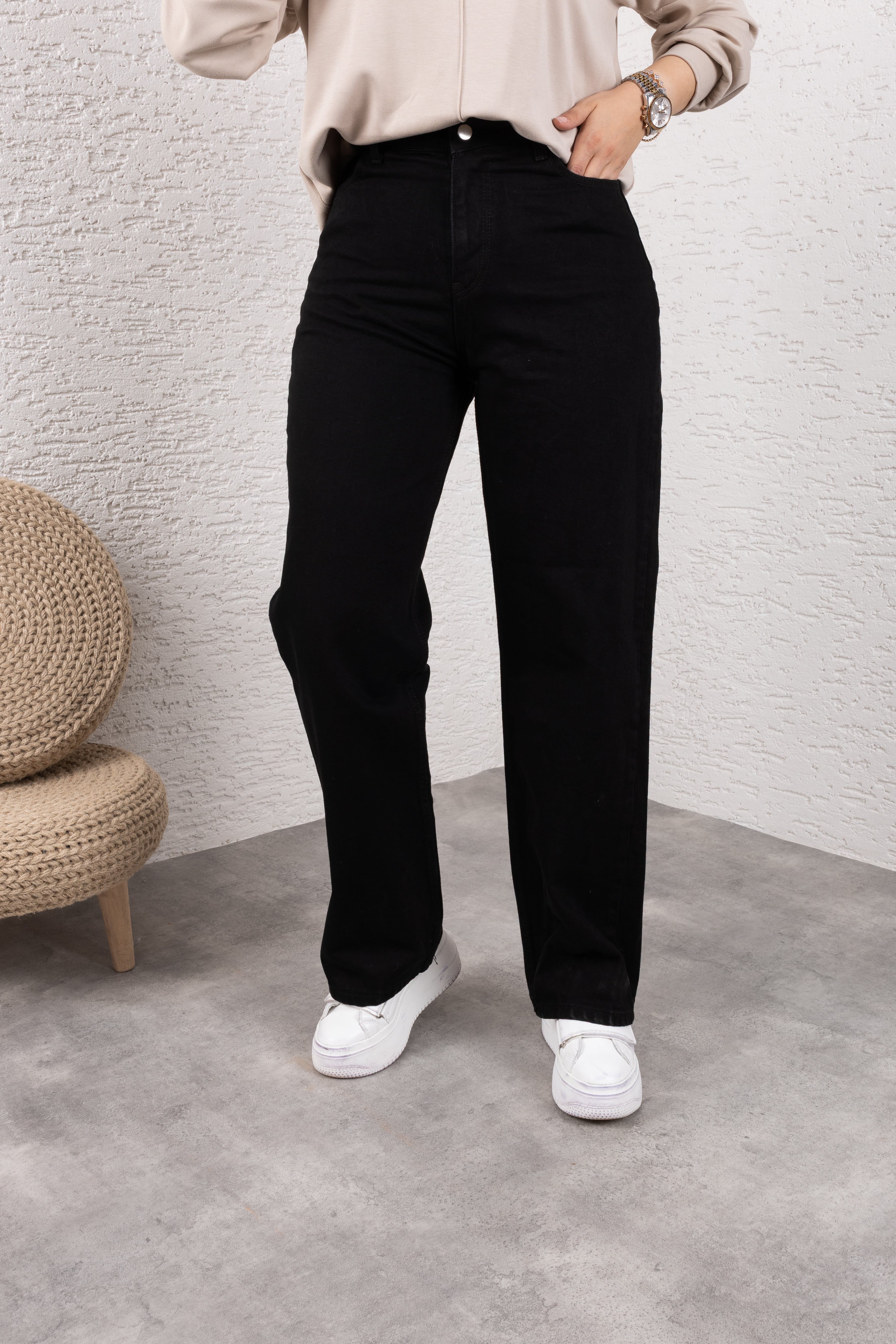 Tesettür Siyah Kot Pantolon