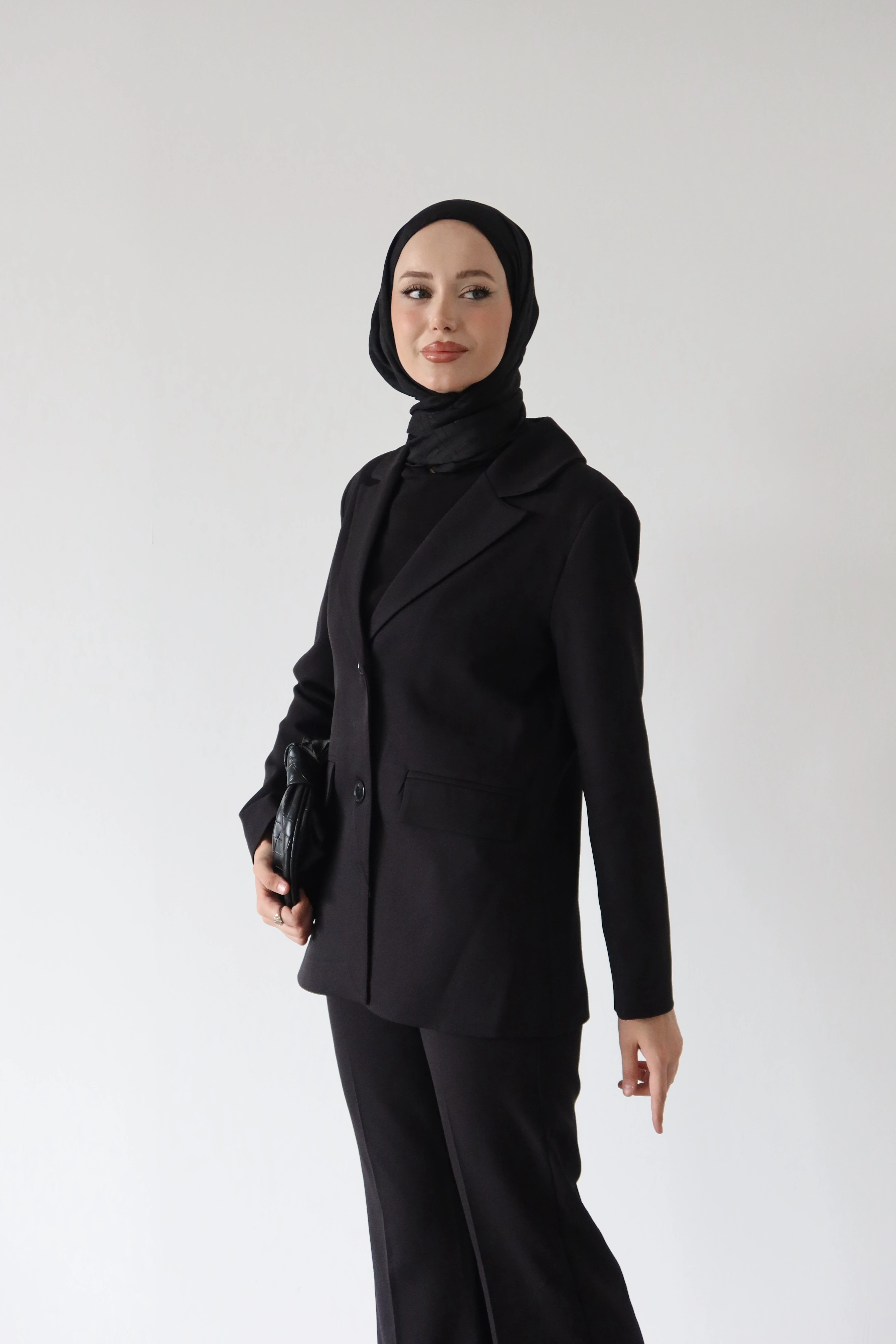 Düğmeli Blazer Tesettür Takım