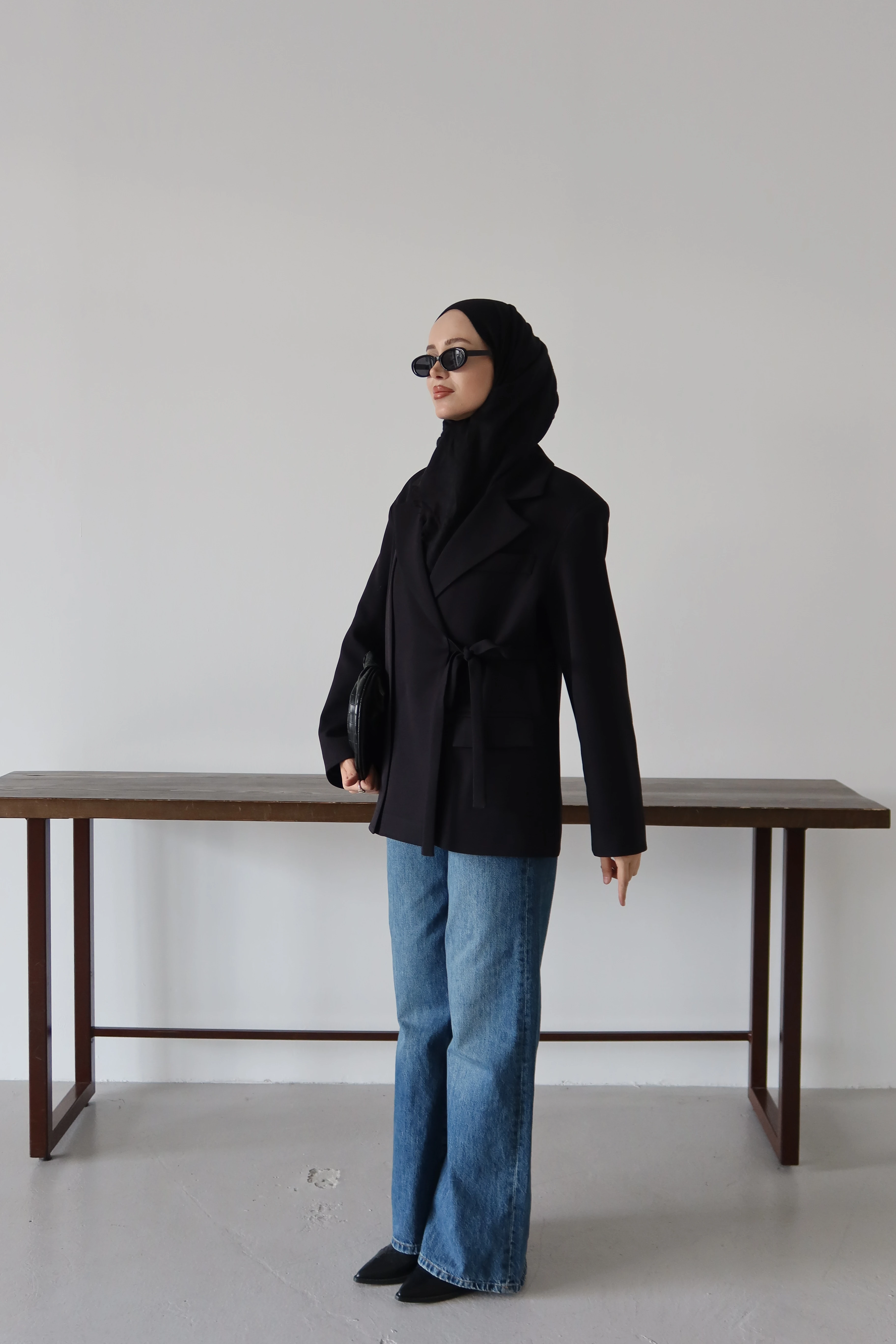 Yandan Bağlamalı Tesettür Dabıl Ceket