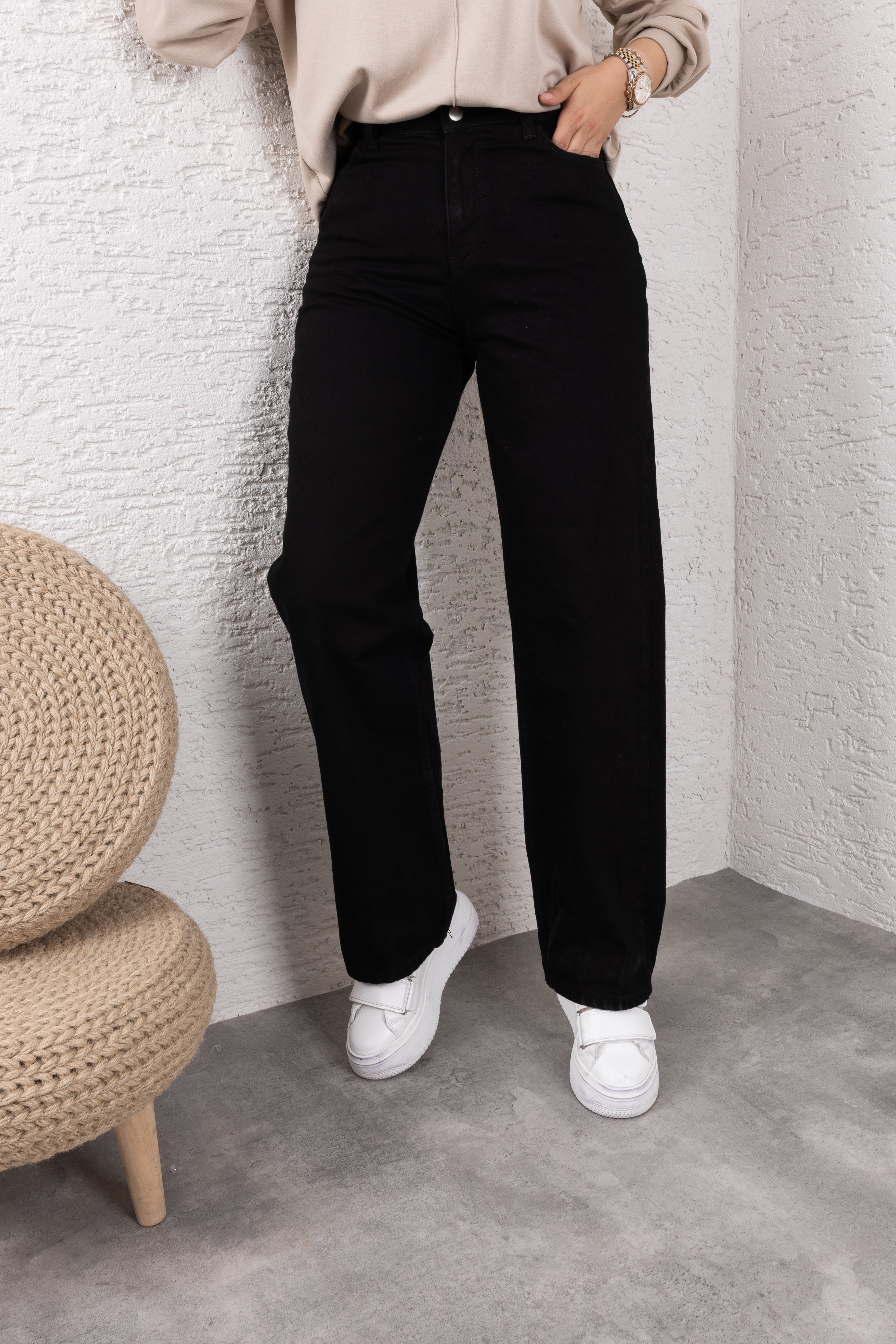 Tesettür Siyah Kot Pantolon