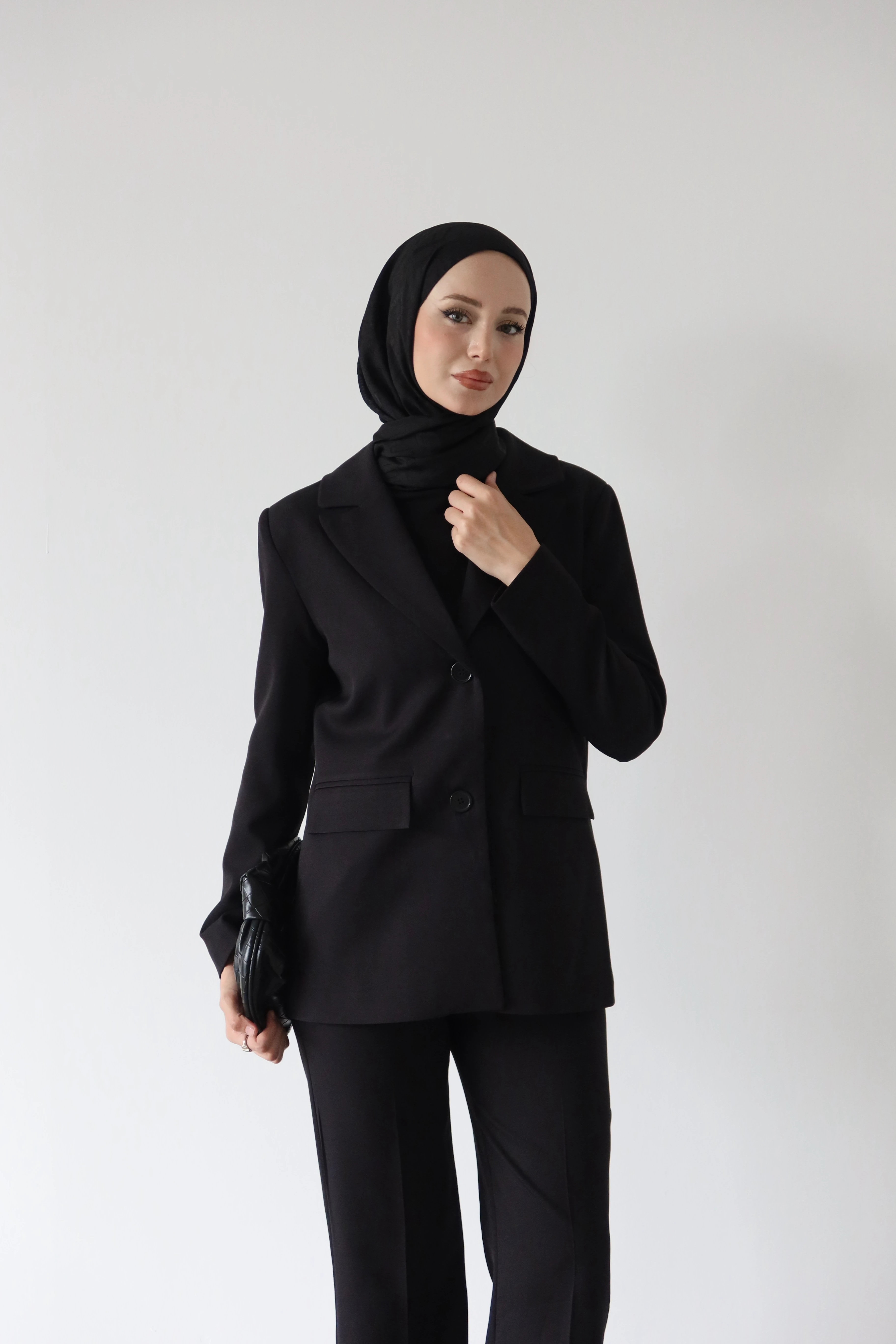 Düğmeli Blazer Tesettür Takım