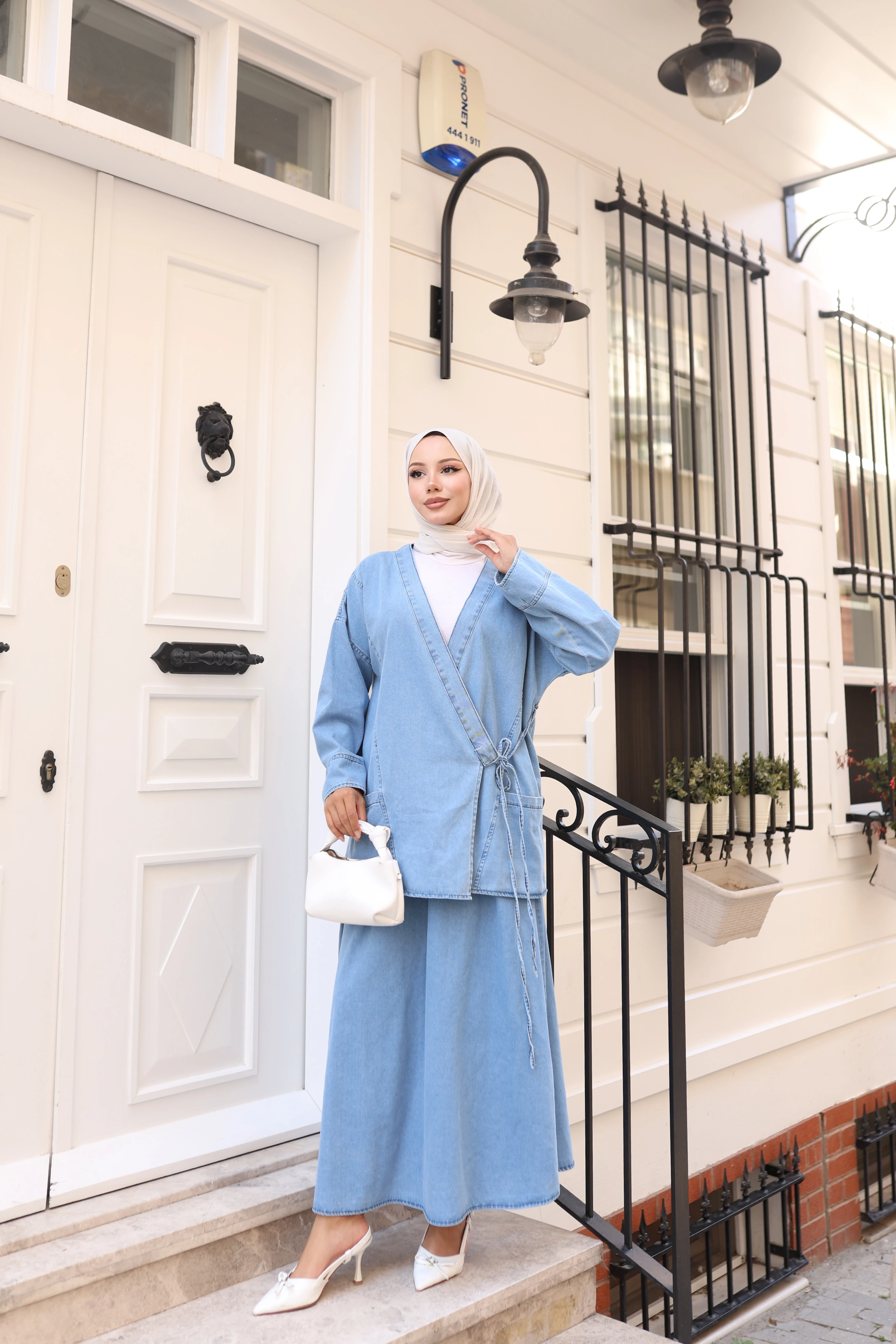  Yandan Bağlamanı Etekli Tesettür Takım