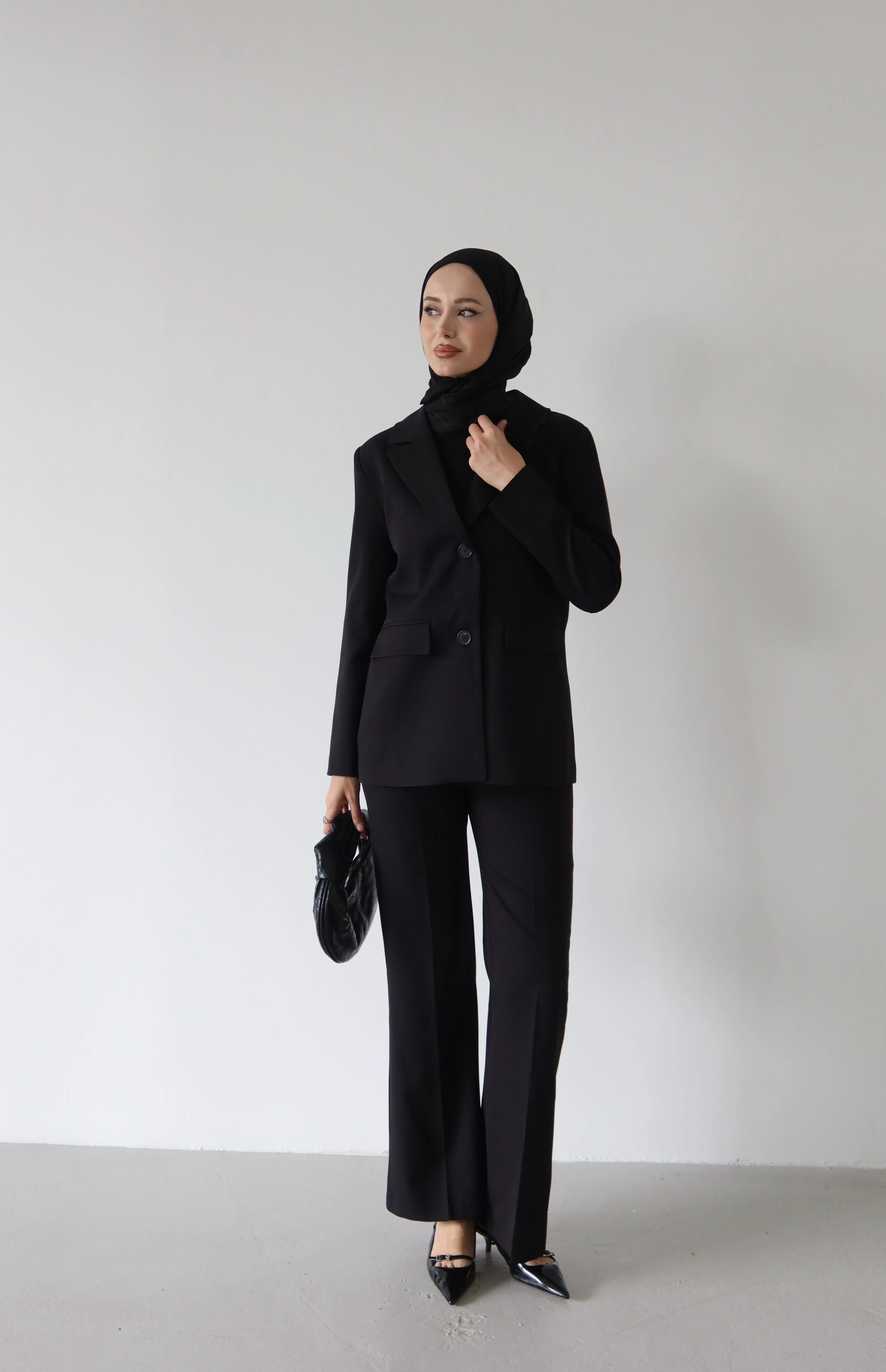 Düğmeli Blazer Tesettür Takım