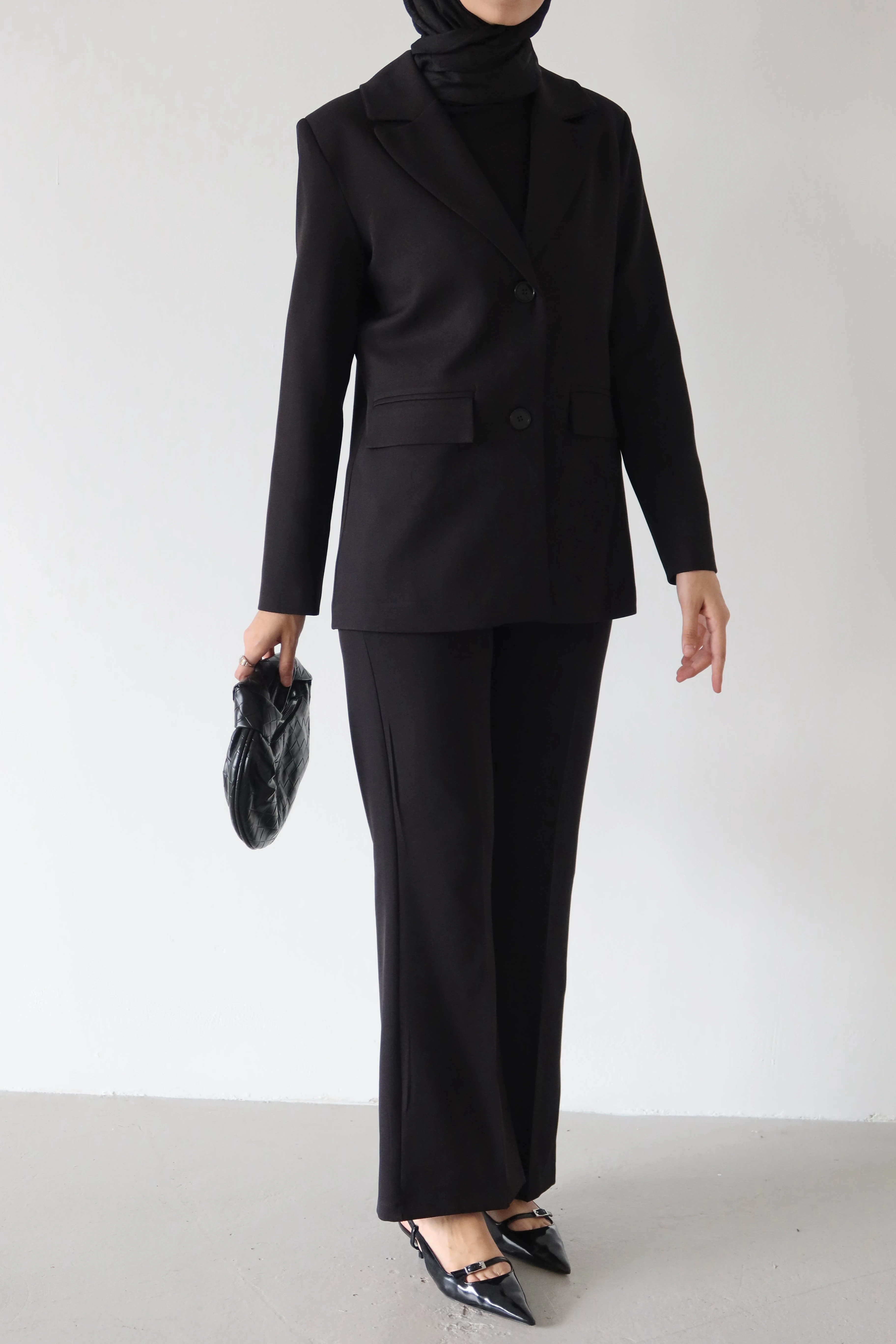 Düğmeli Blazer Tesettür Takım