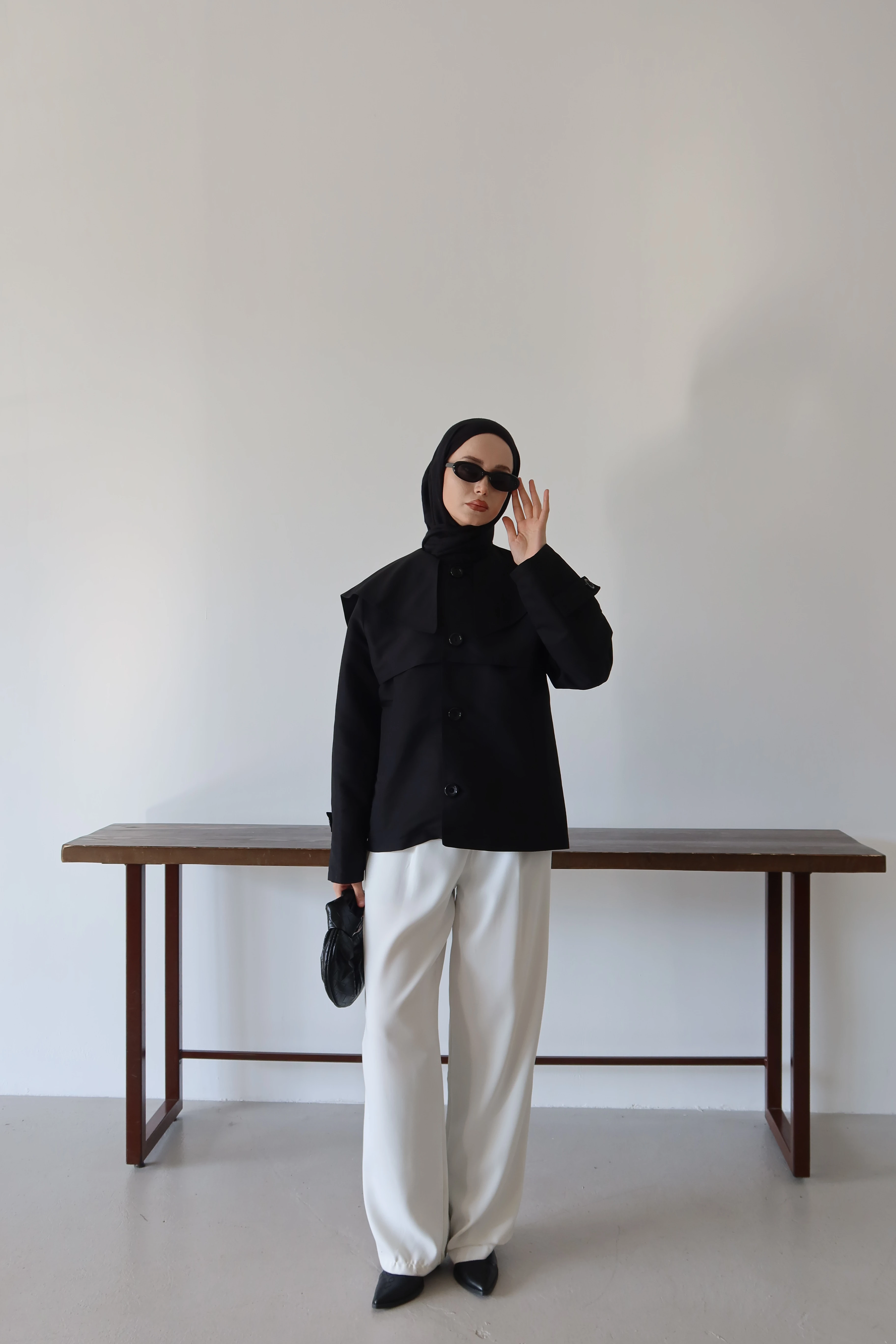 Düğme Detaylı Tesettür Trençkot