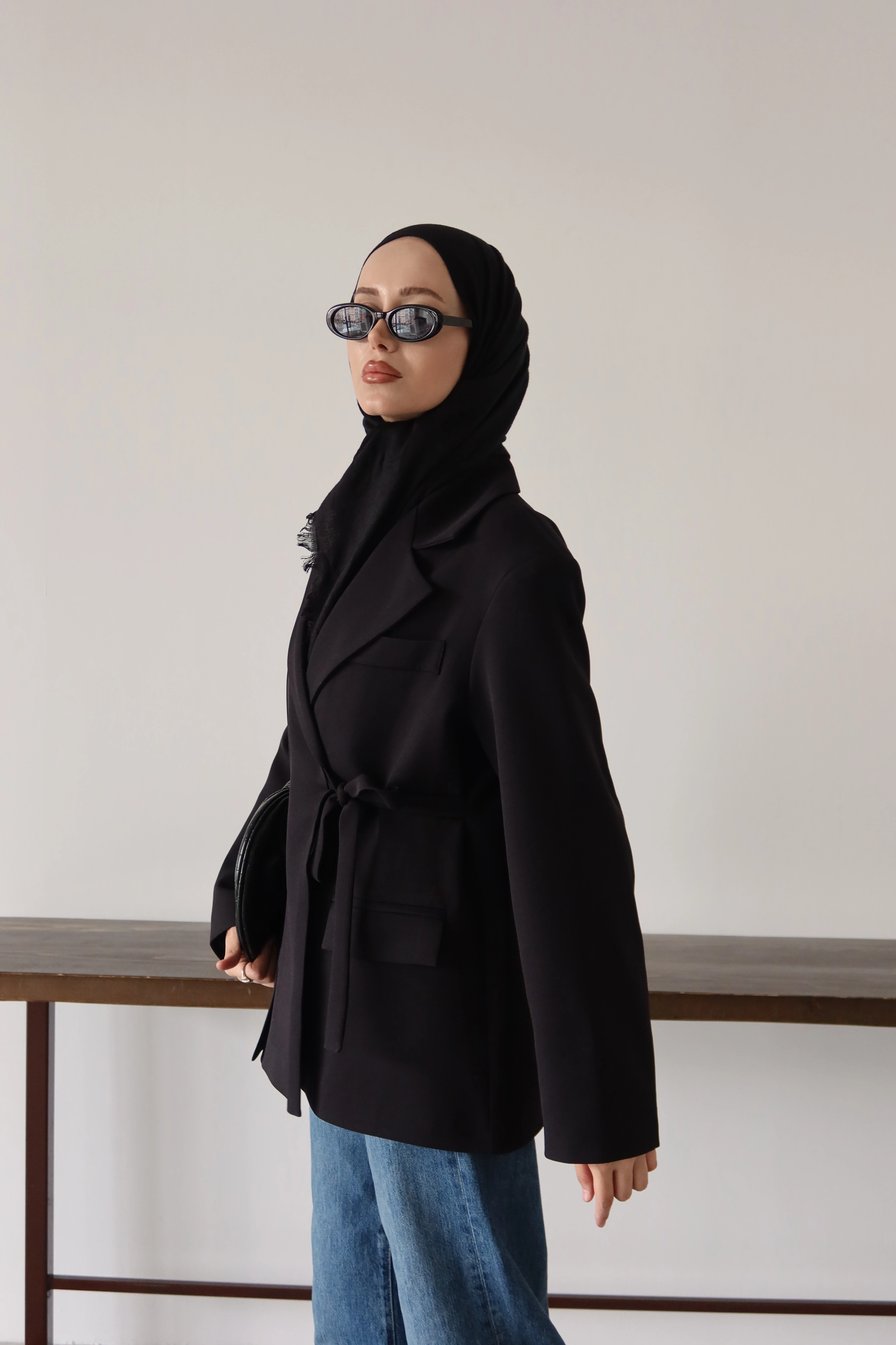 Yandan Bağlamalı Tesettür Dabıl Ceket