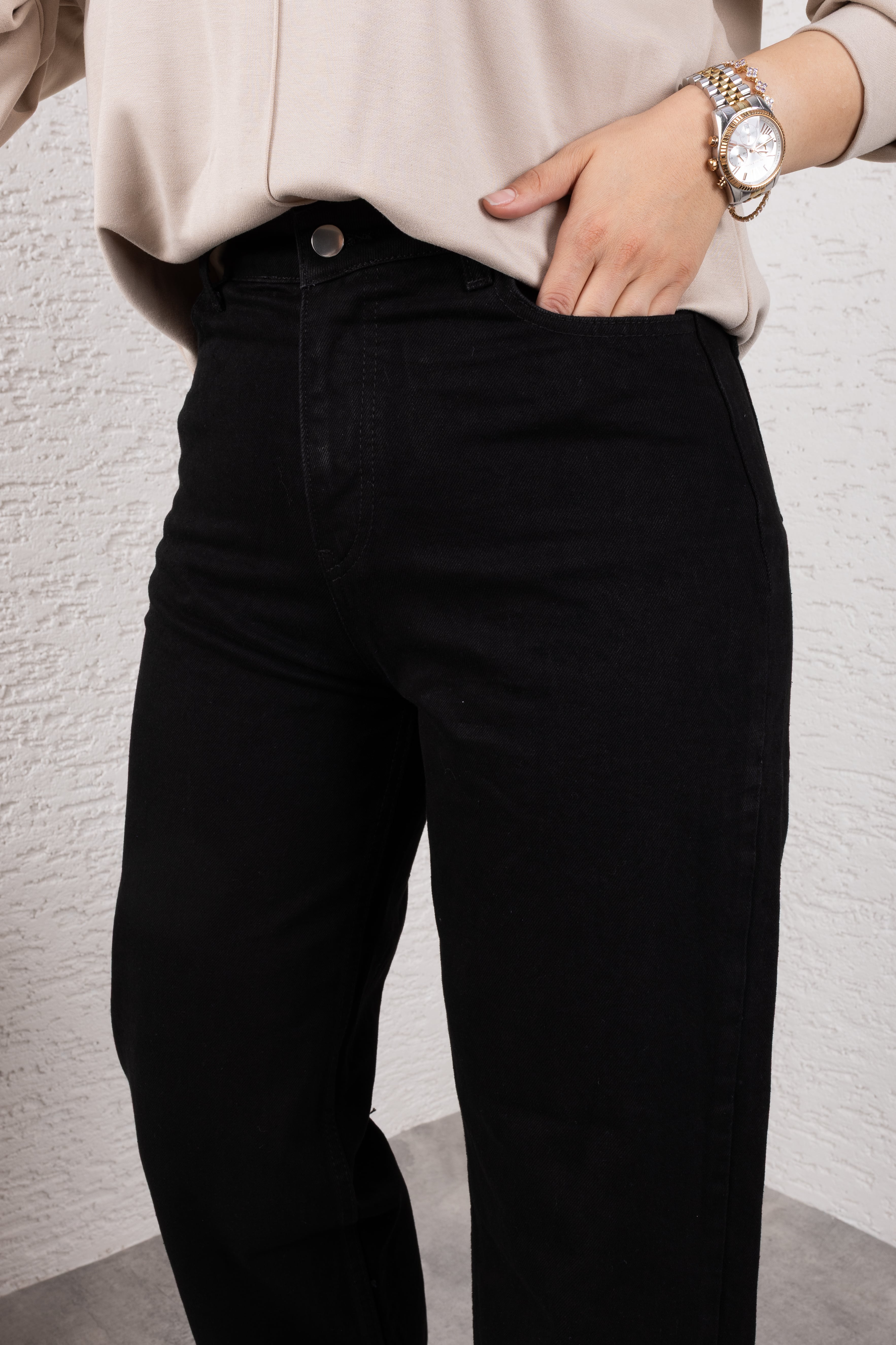 Tesettür Siyah Kot Pantolon