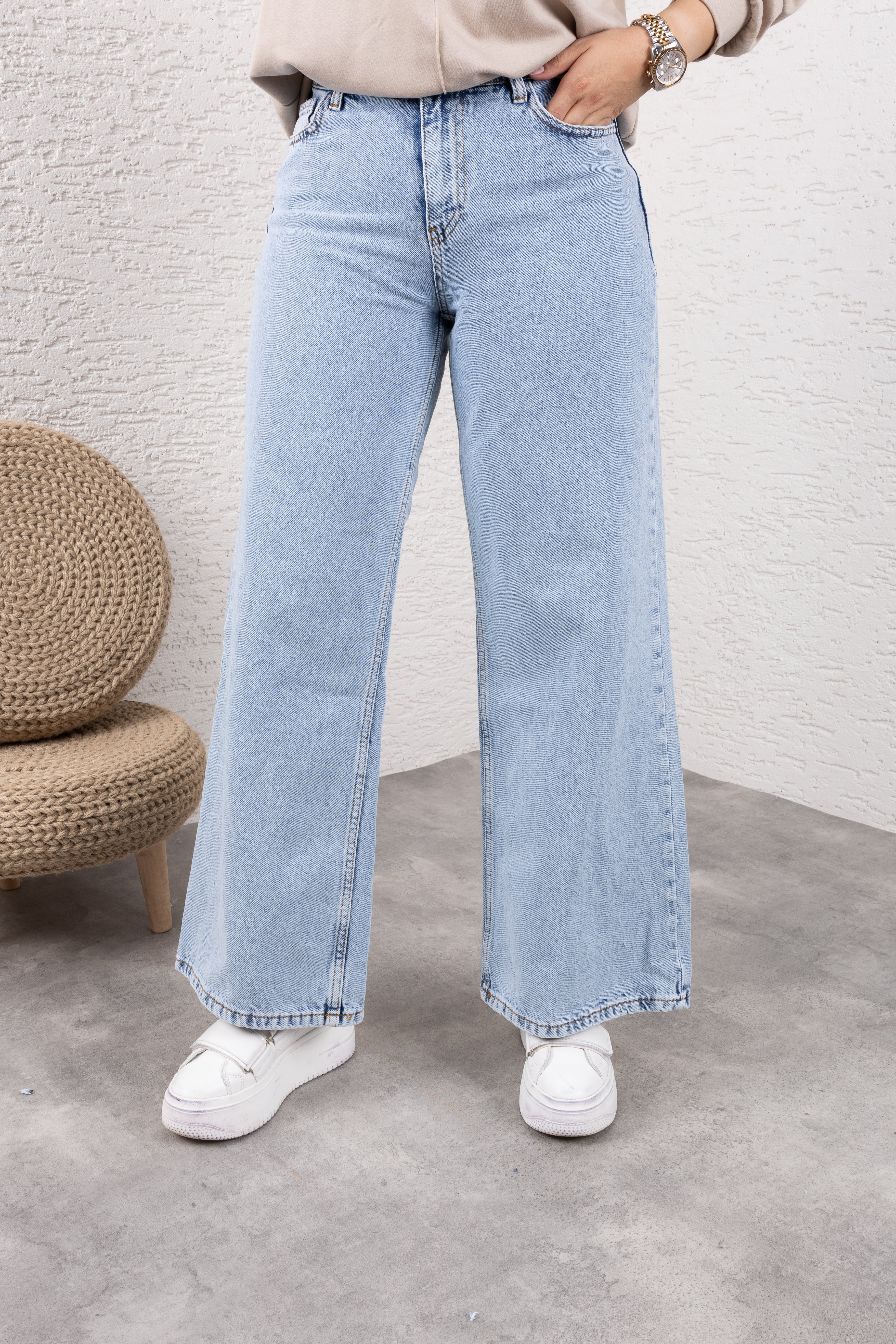 Tesettür Bol Paça Kot Pantolon