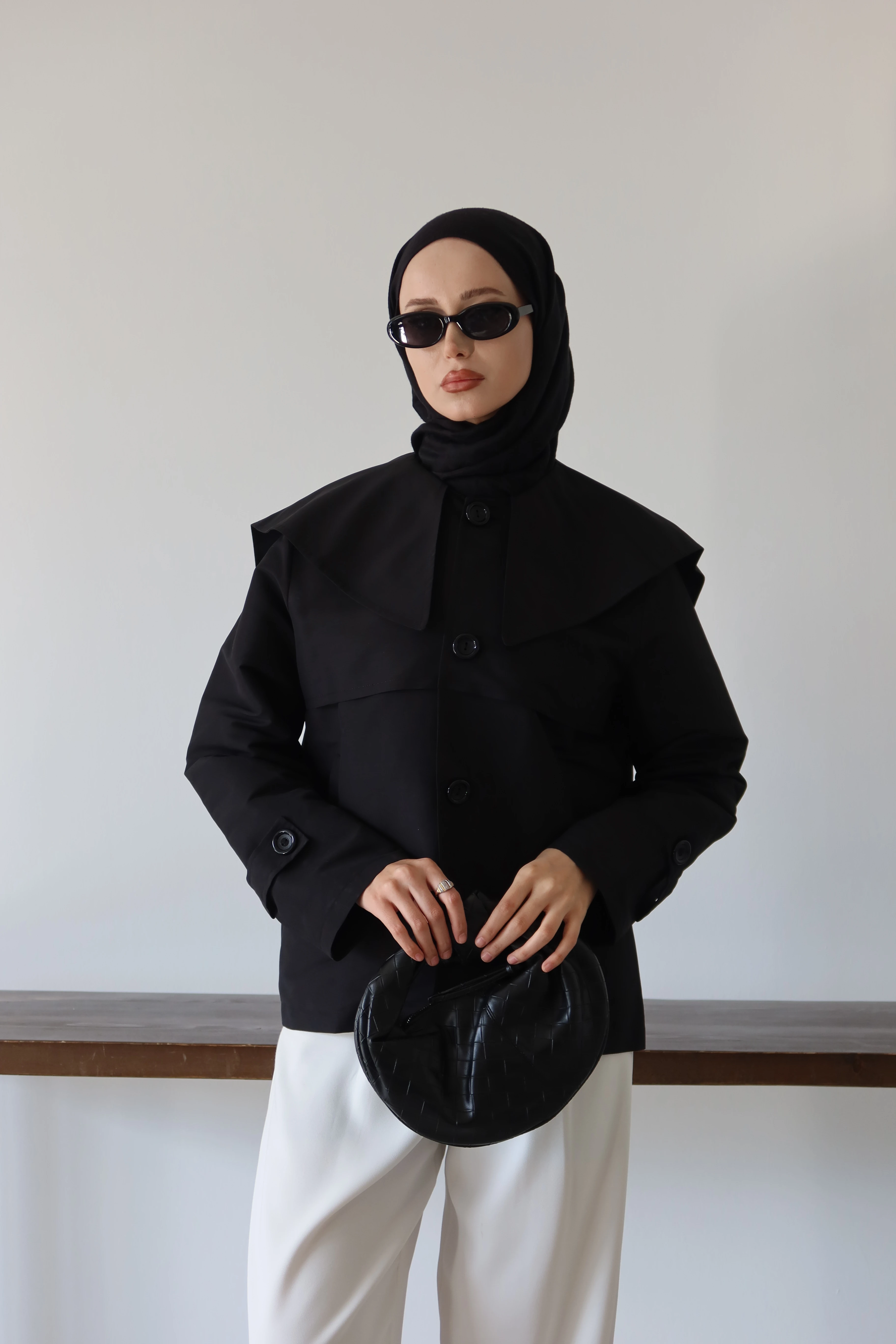 Düğme Detaylı Tesettür Trençkot