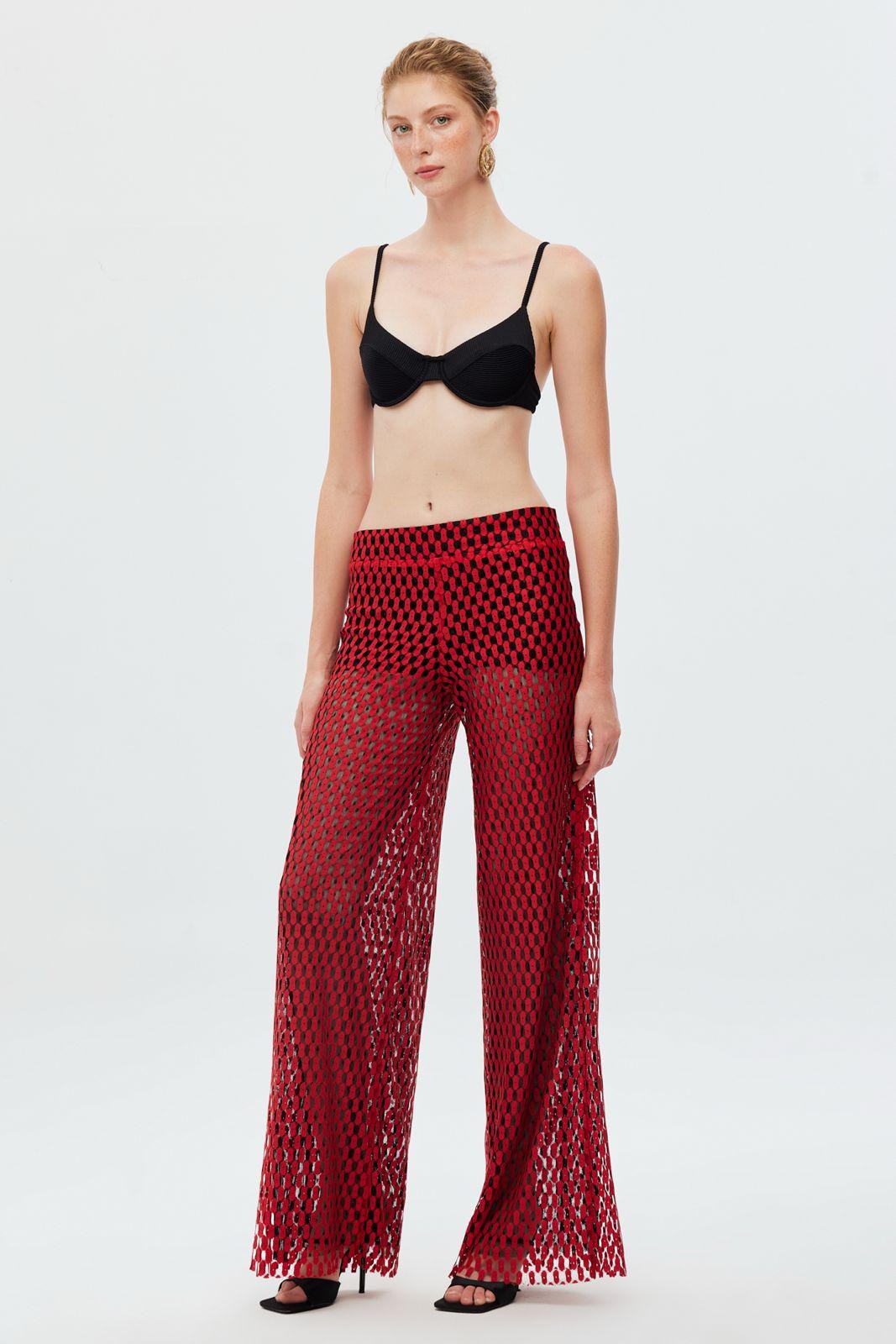 Boho Chic Pantolon - Kırmızı