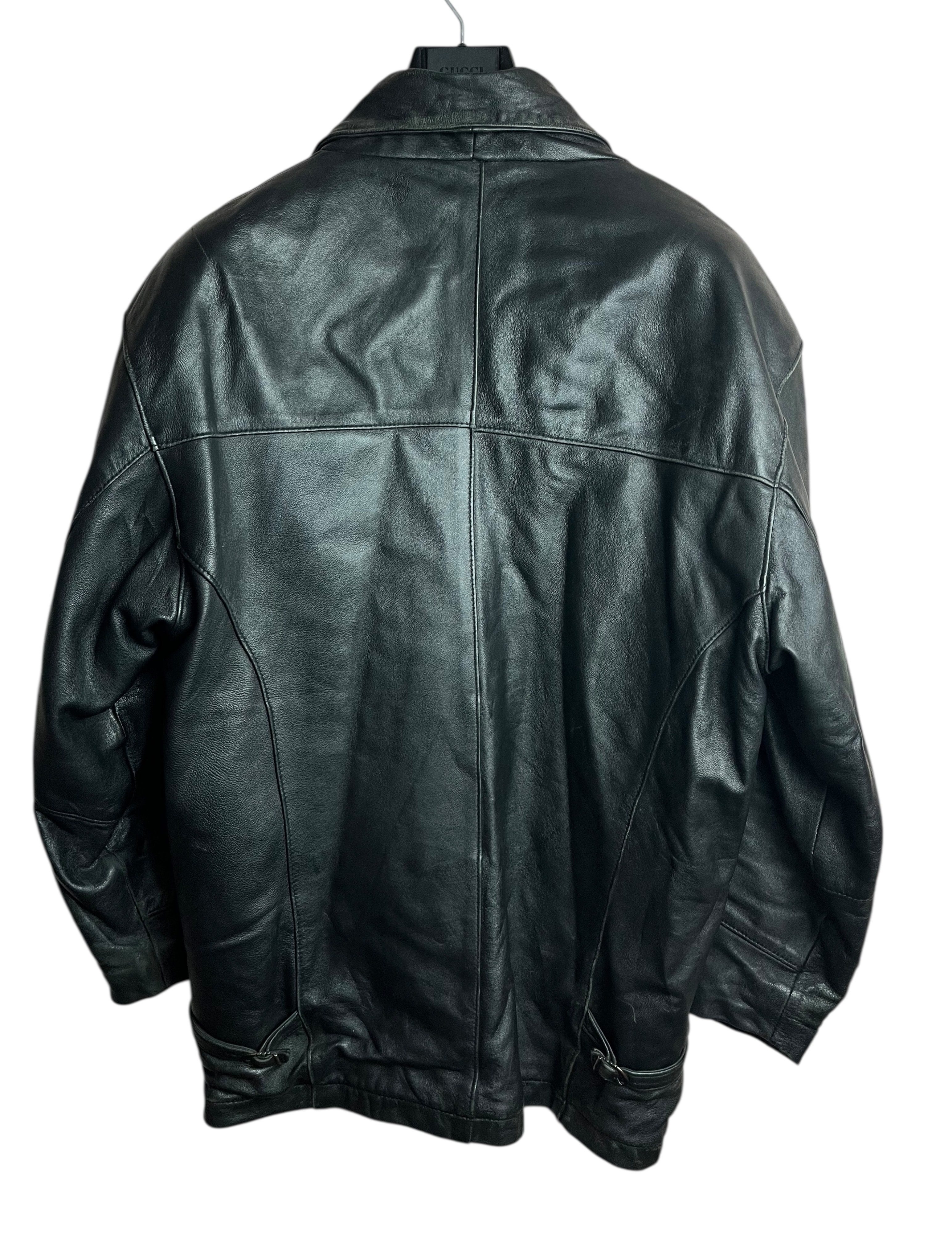 Oversize Uzun Vintage Deri Ceket (Medium)