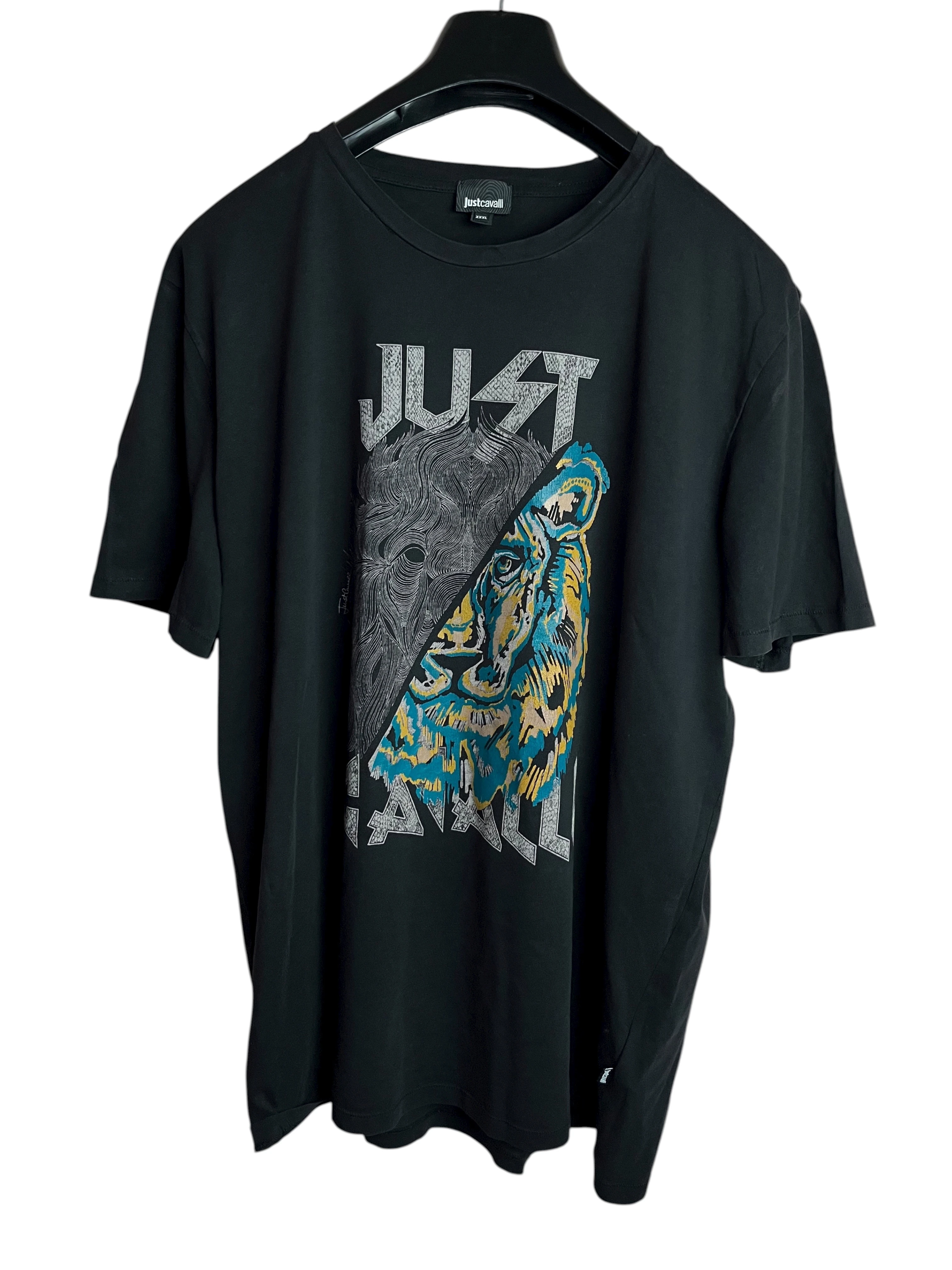 Justcavall Black Casual Tee (XXL)