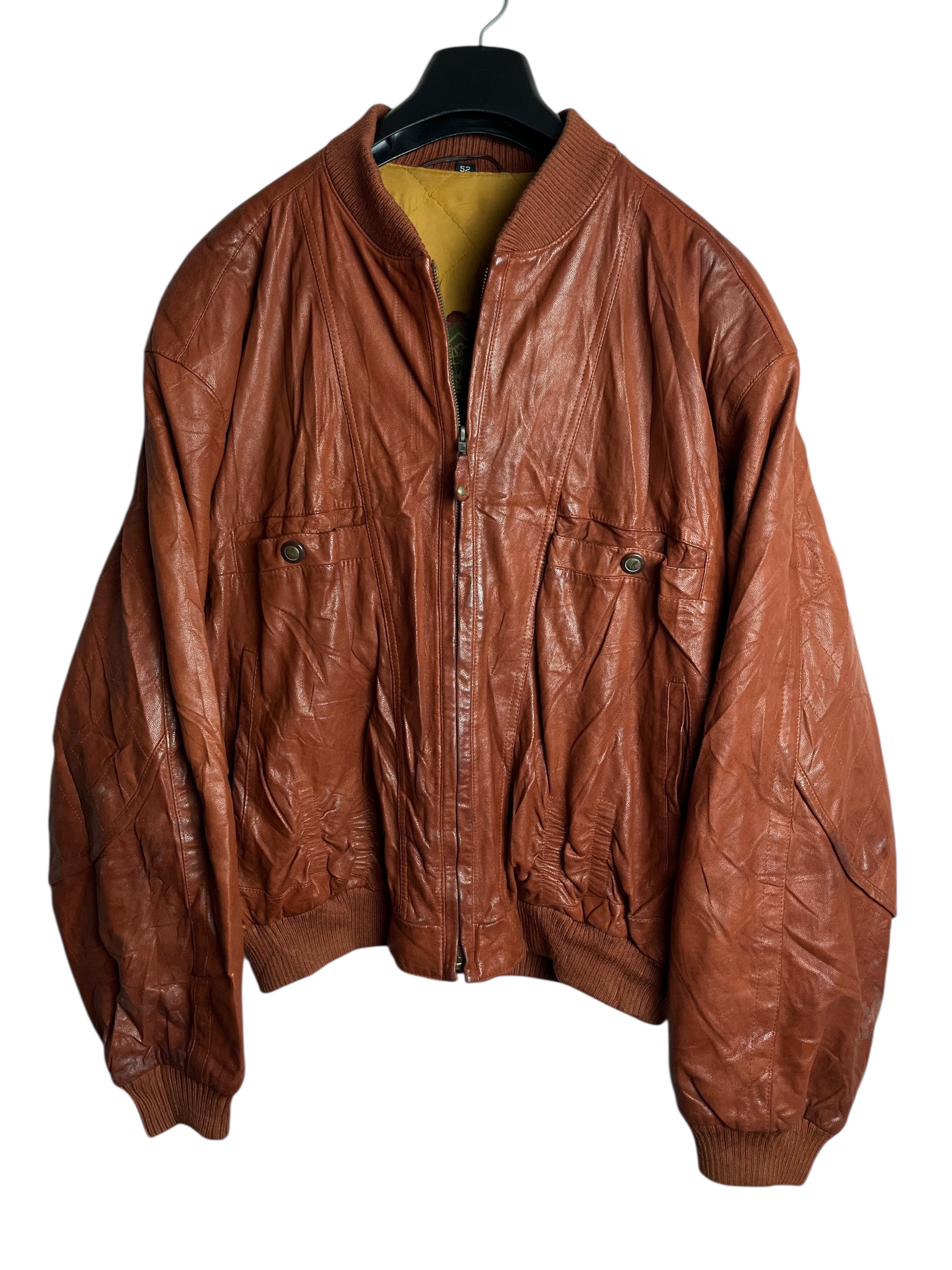 Oversize Bomber Vintage Deri Ceket (Large)