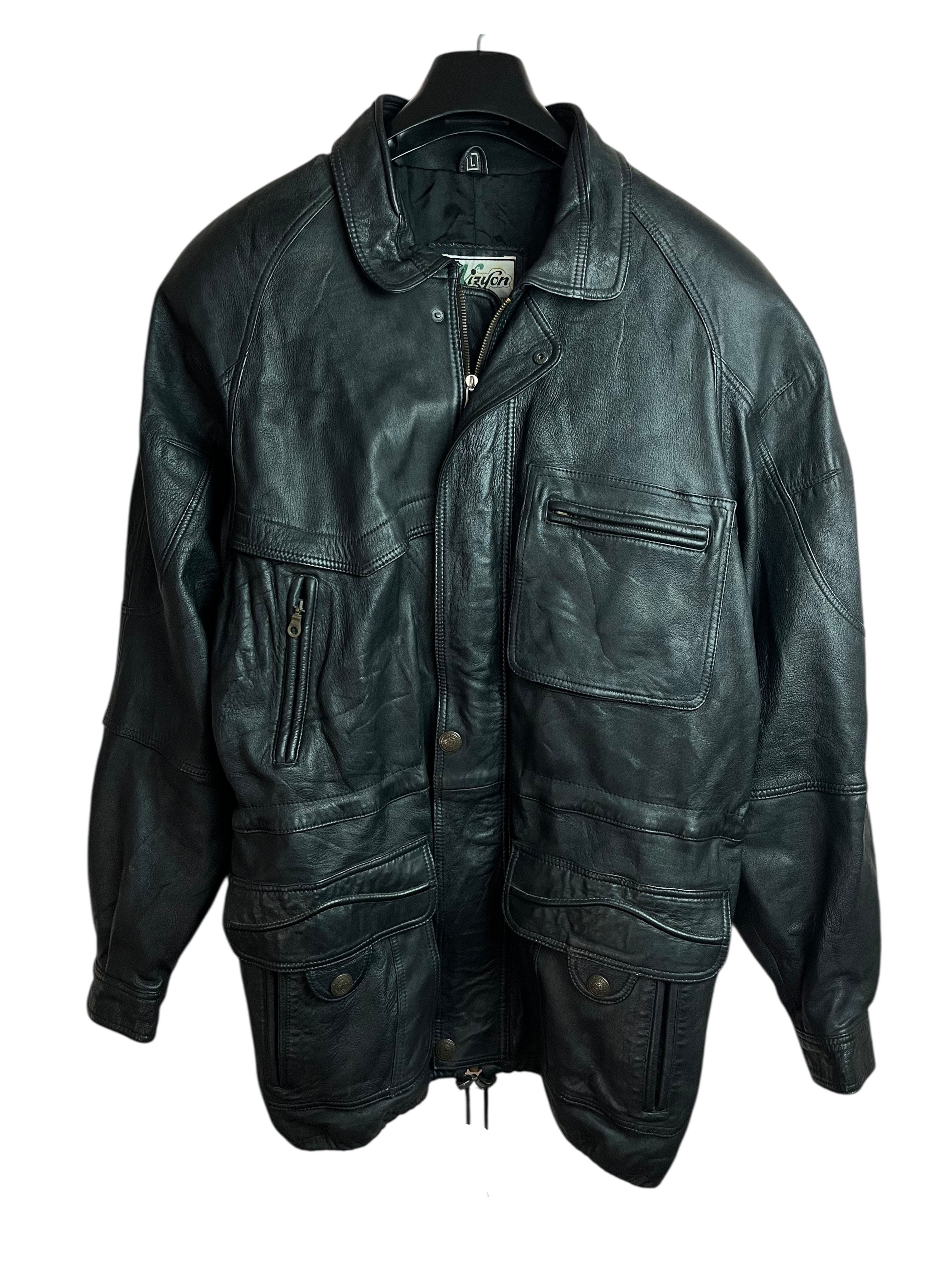 Uzun Vintage Deri Ceket (Large)