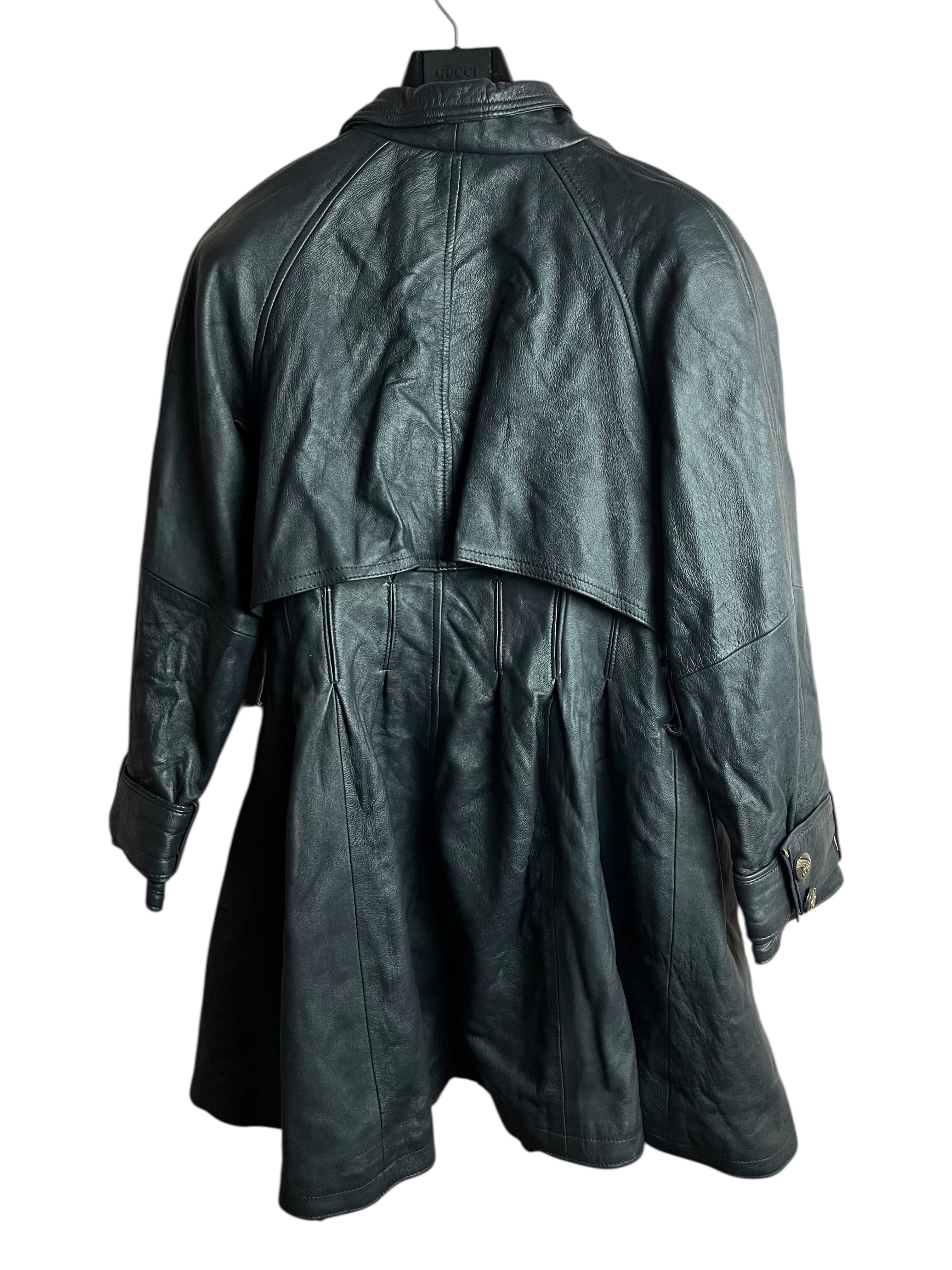 Uzun Vintage Deri Ceket (Kadın Large)