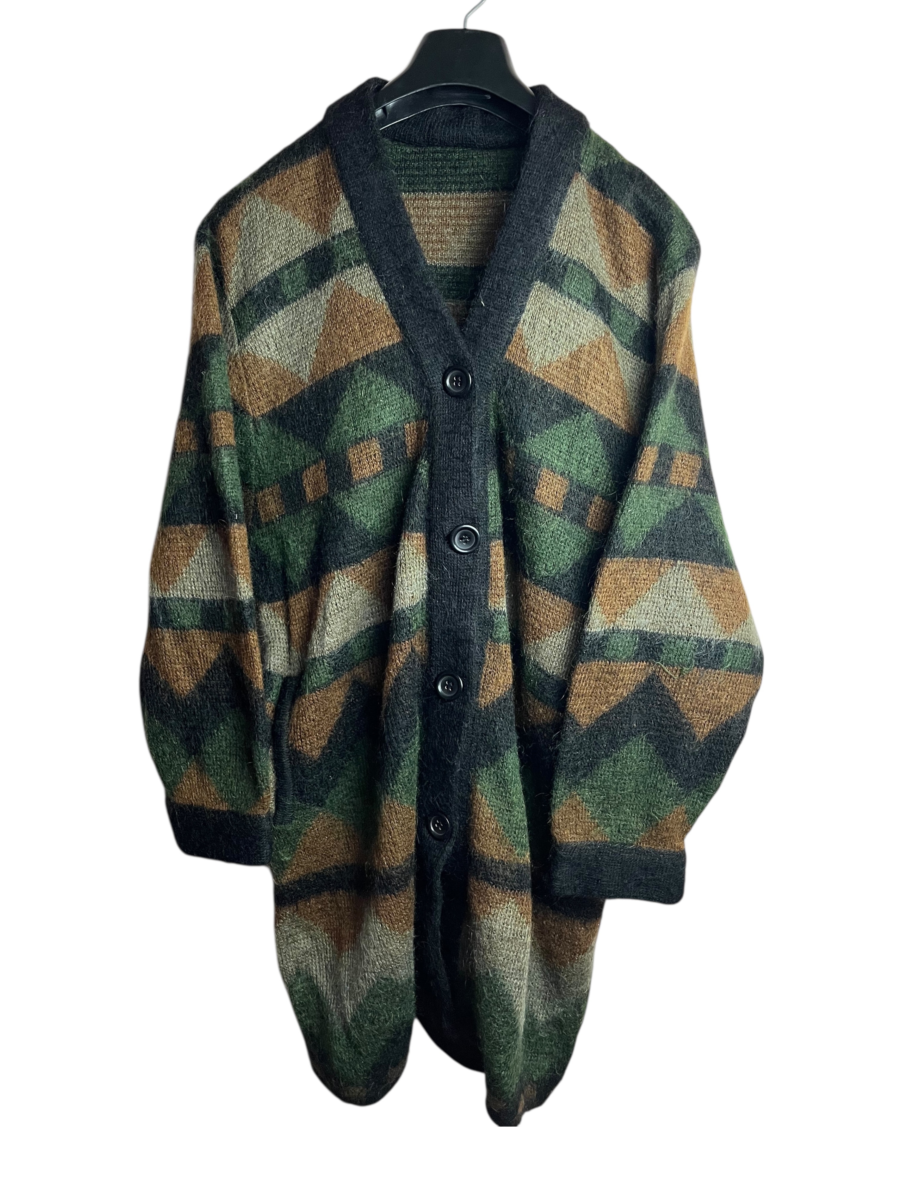 Uzun Vintage Yün Hırka (Kadın XL-XXL)