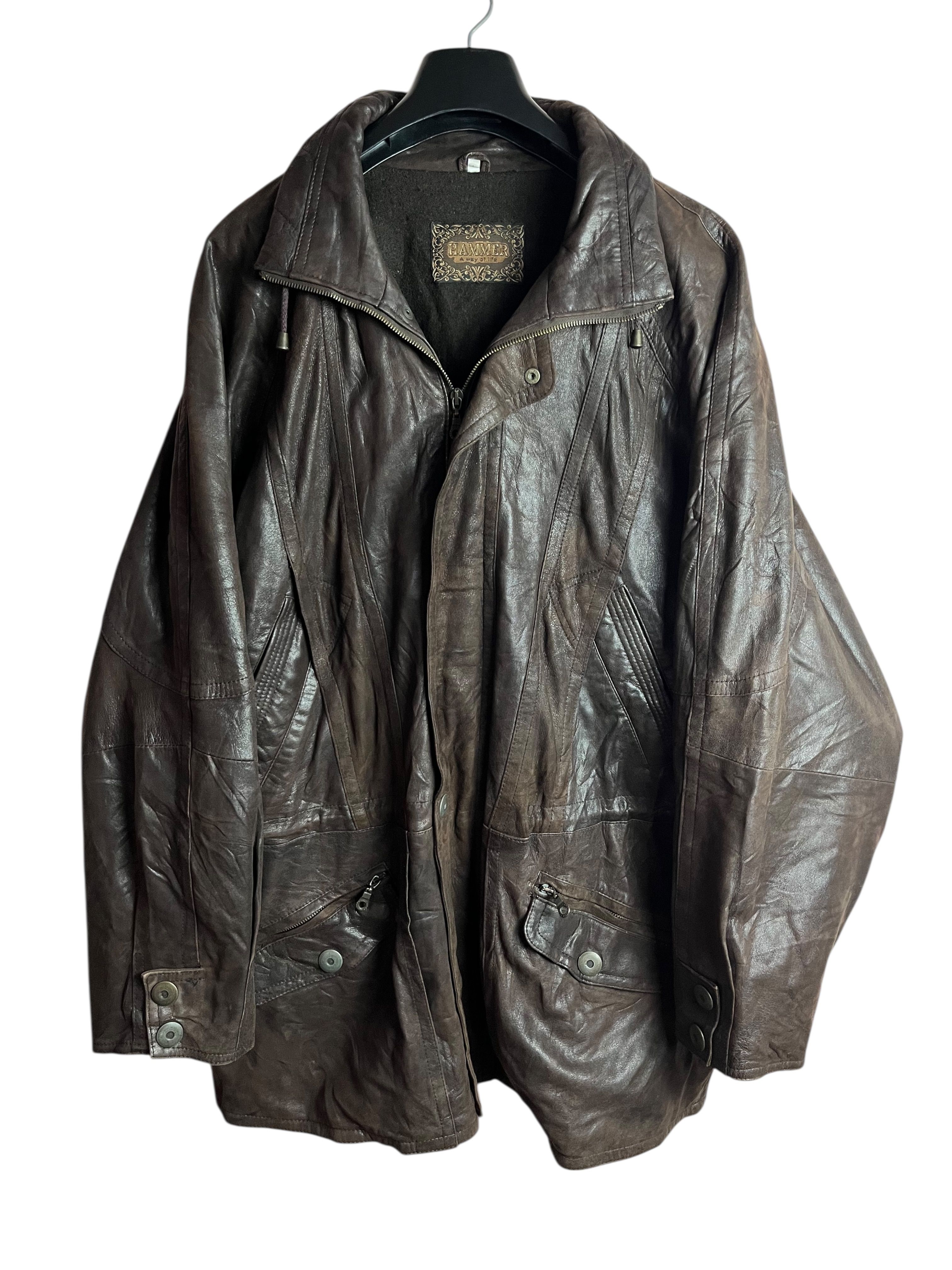 Oversize Vintage Deri Ceket (XL)