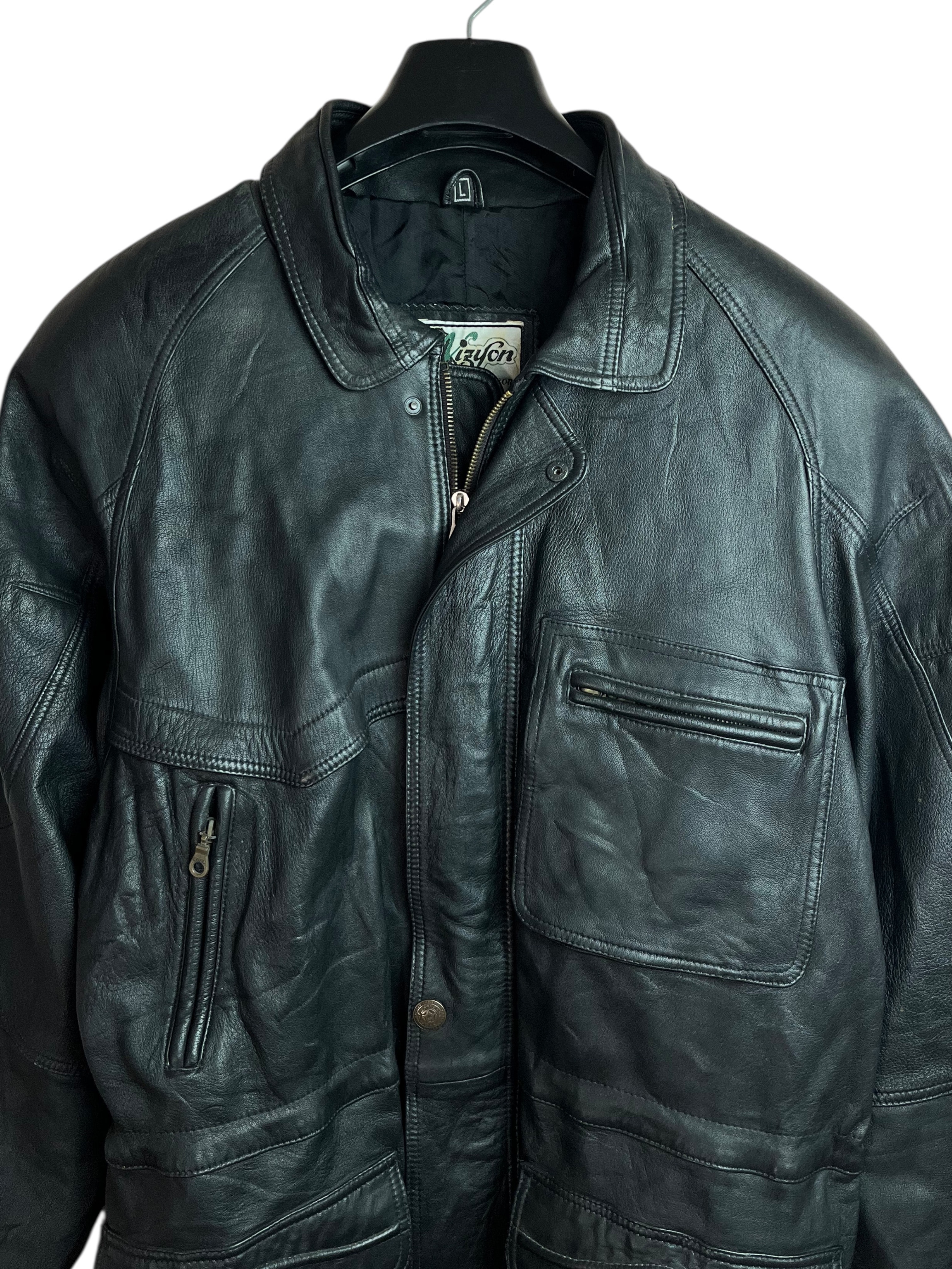 Uzun Vintage Deri Ceket (Large)