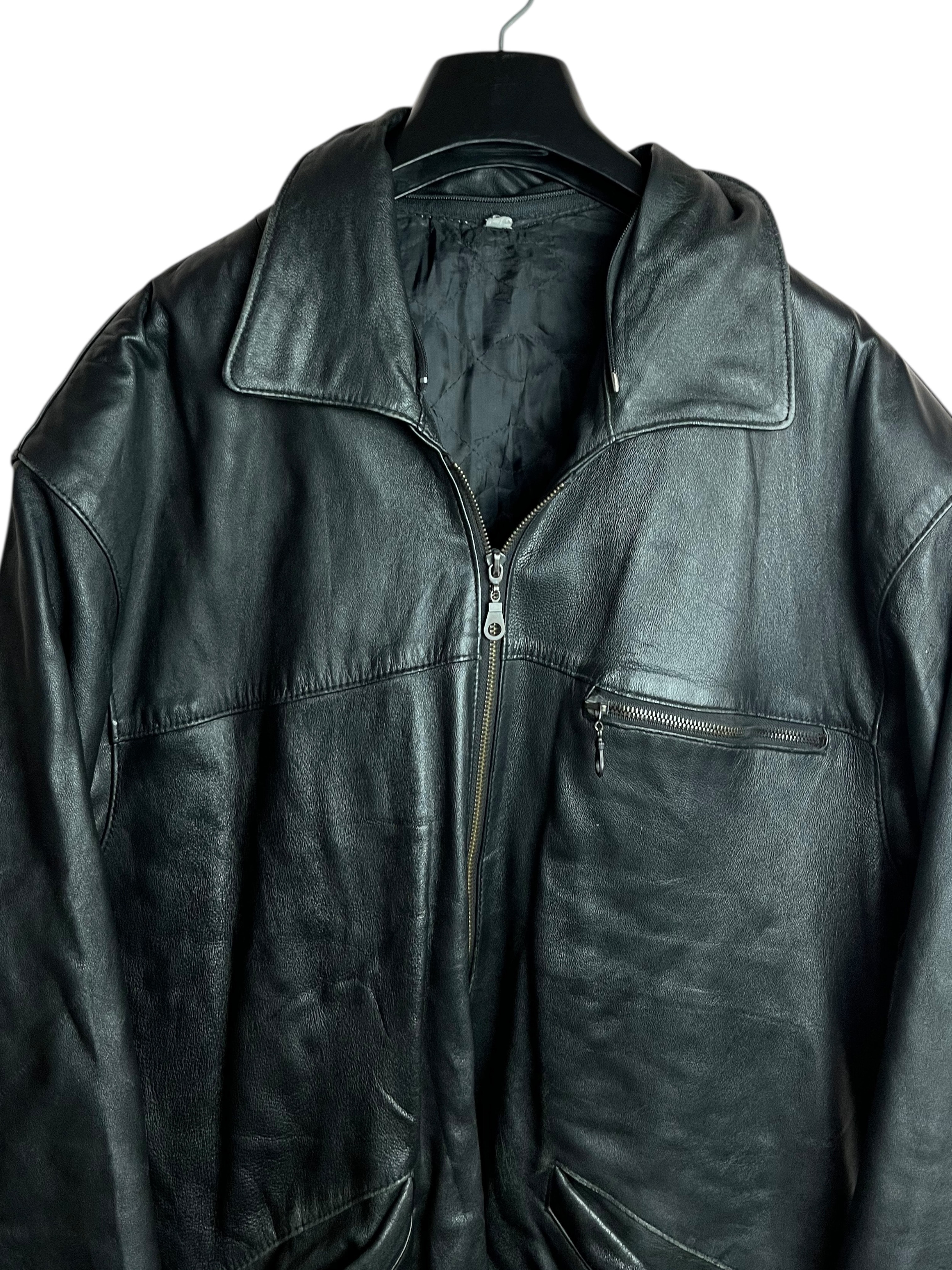 Oversize Uzun Vintage Deri Ceket (Medium)