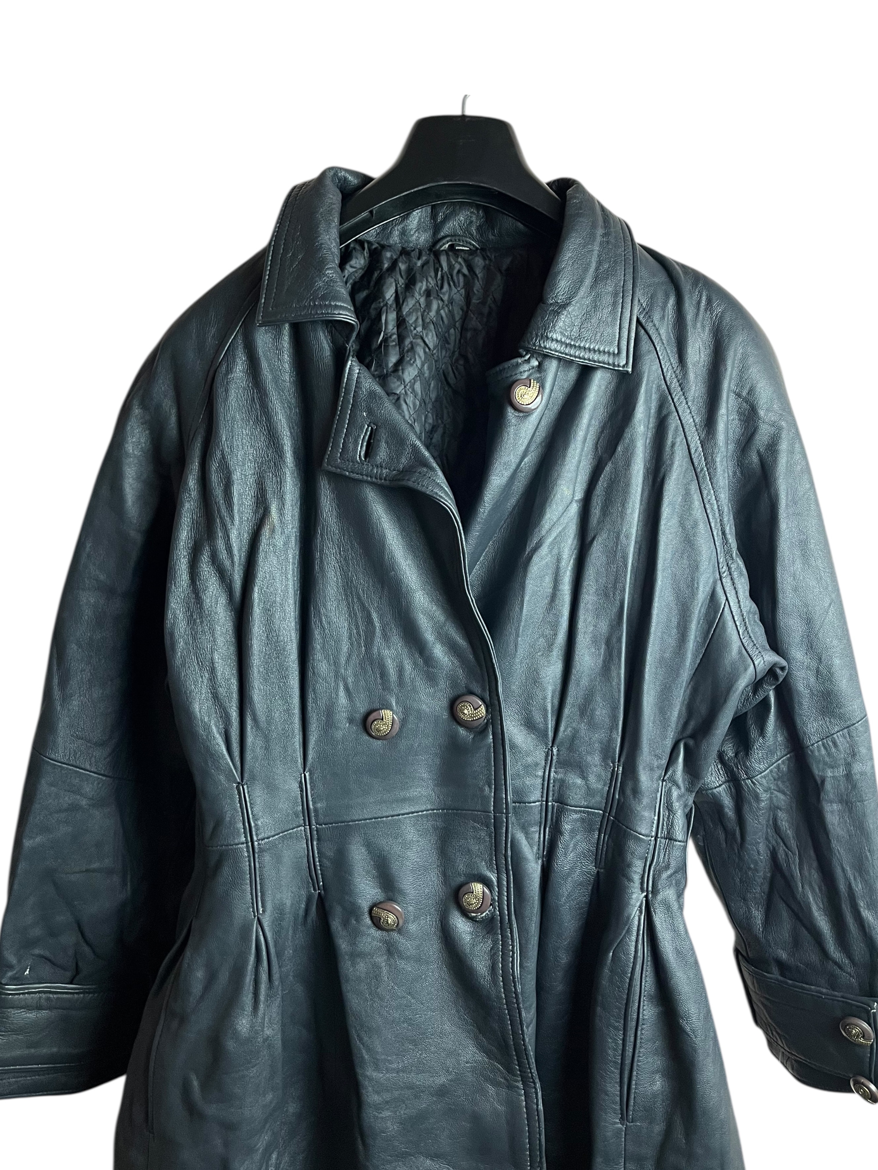 Uzun Vintage Deri Ceket (Kadın Large)