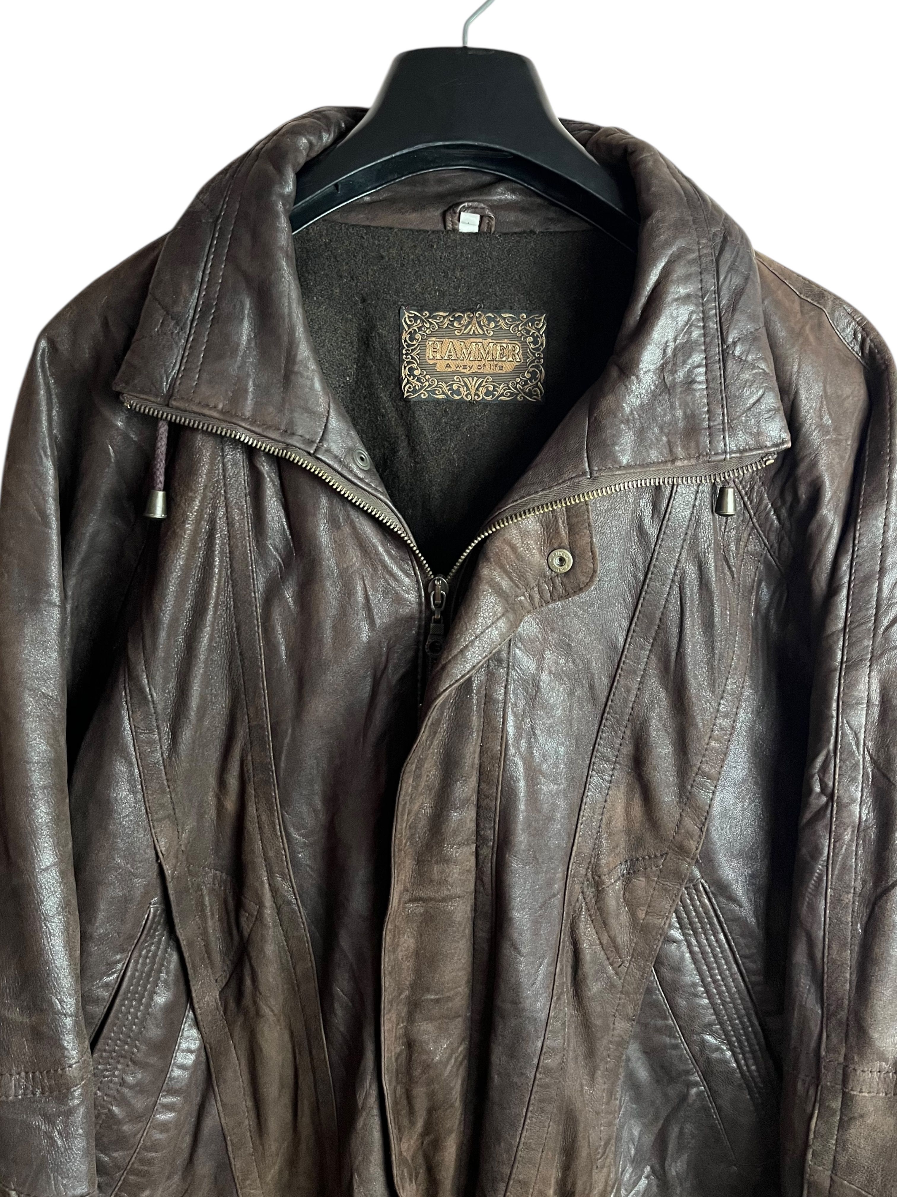Oversize Vintage Deri Ceket (XL)