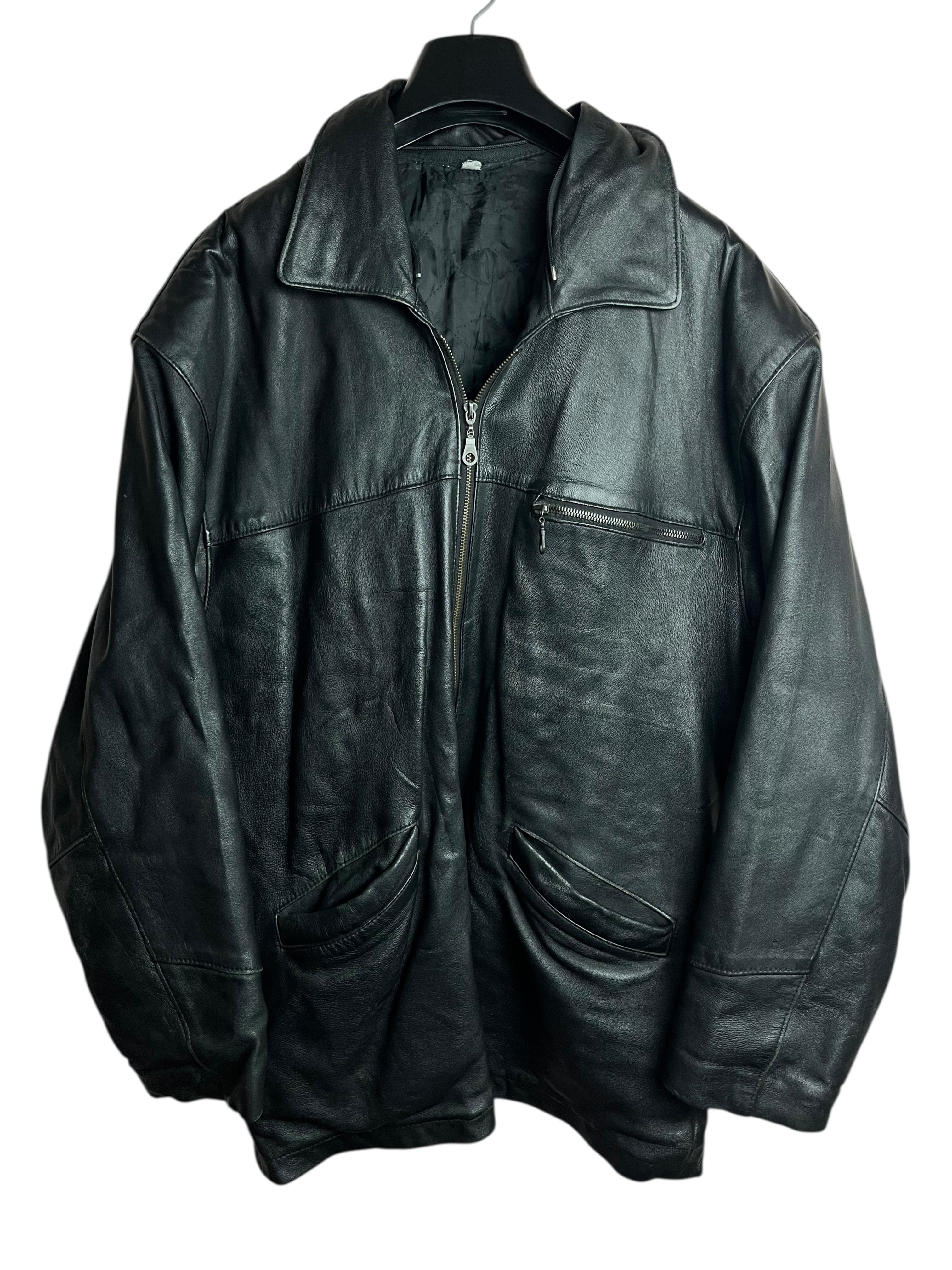 Oversize Uzun Vintage Deri Ceket (Medium)