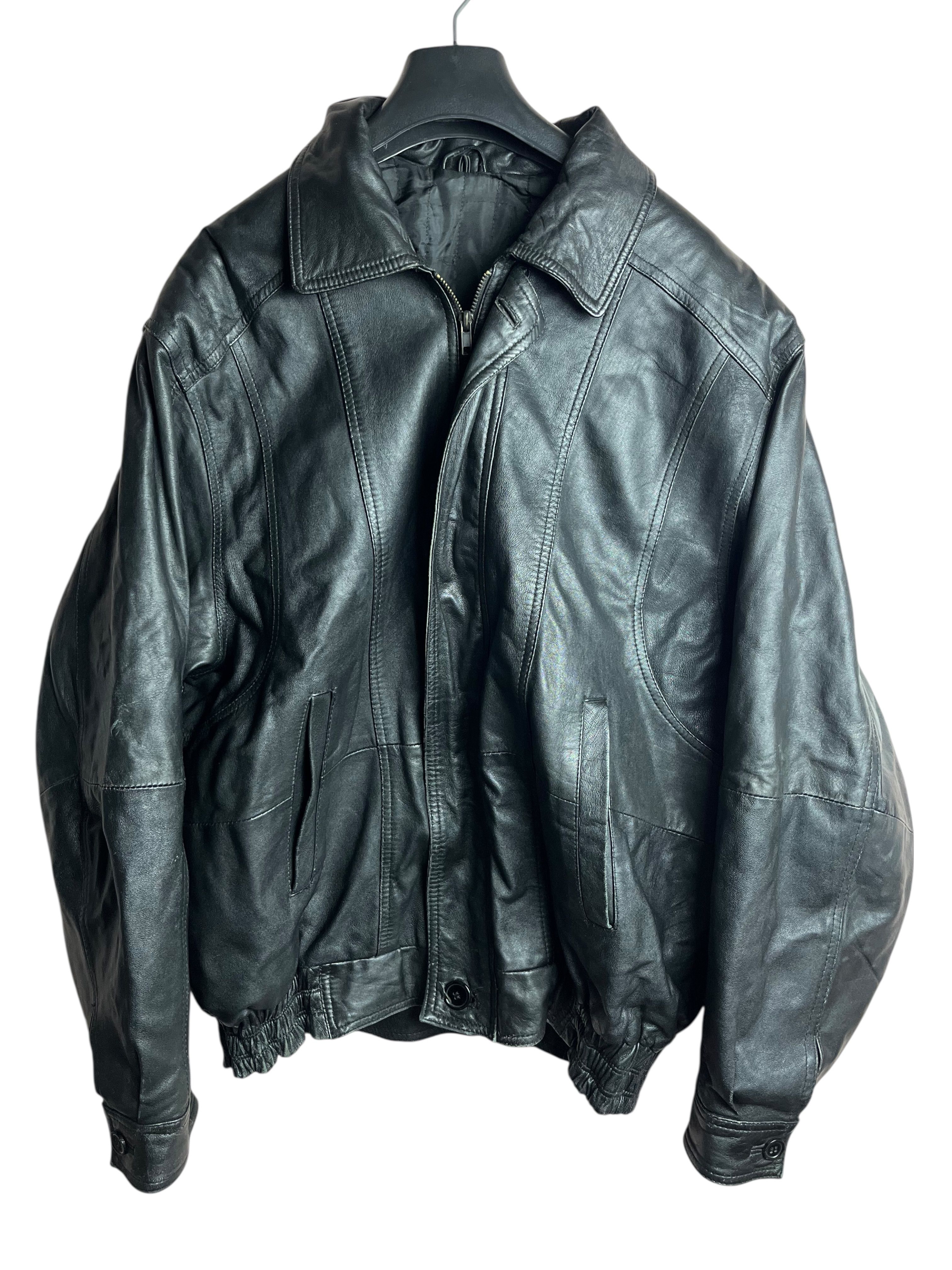 Oversize Vintage Deri Ceket (Medium)