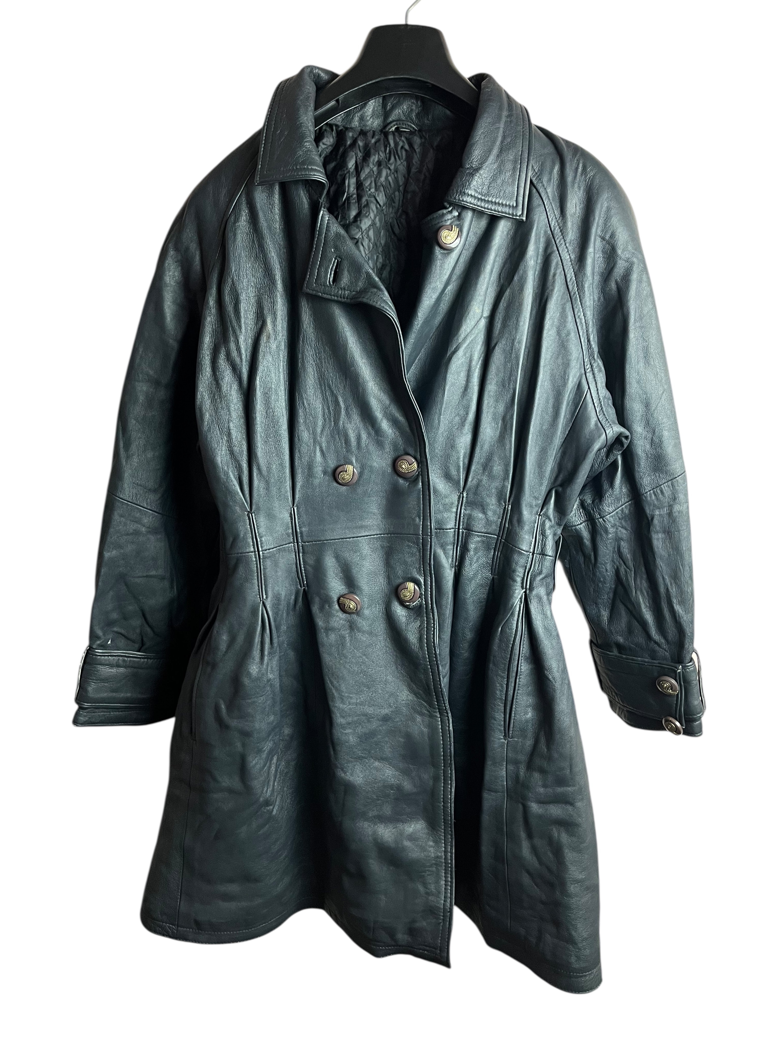 Uzun Vintage Deri Ceket (Kadın Large)