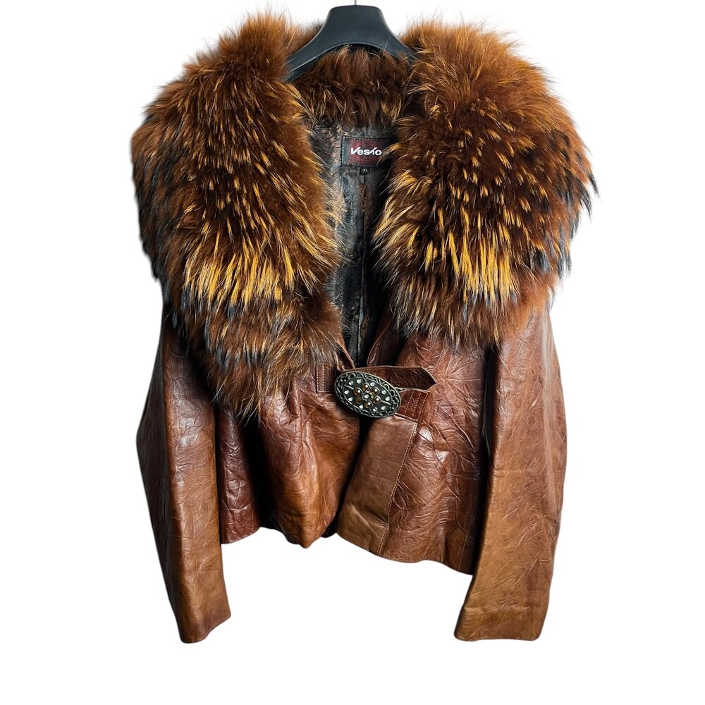 Vintage Deri Ceket (Kadın-XL)