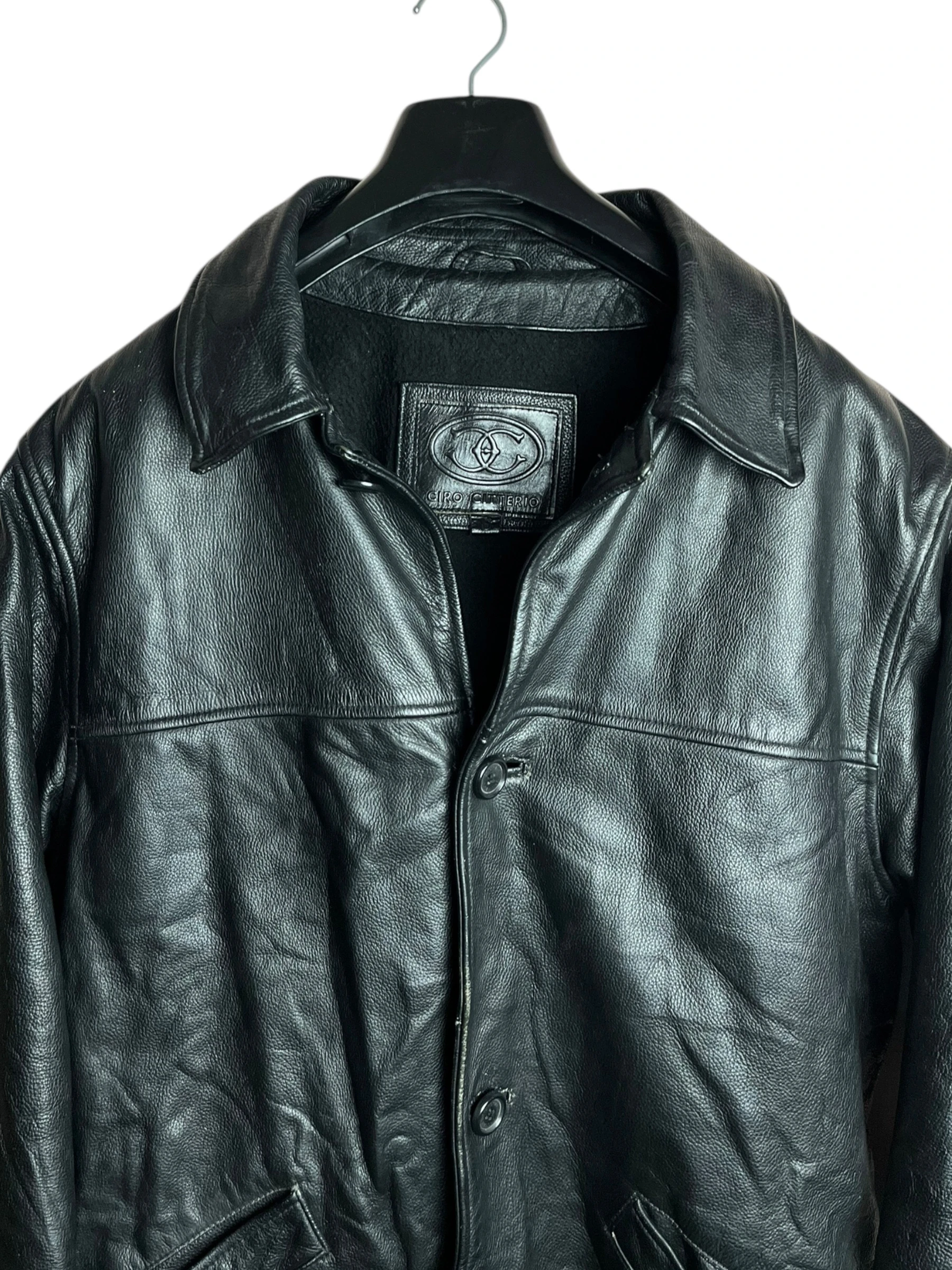 Oversize Kalın Vintage Hakiki Deri Ceket (Small)