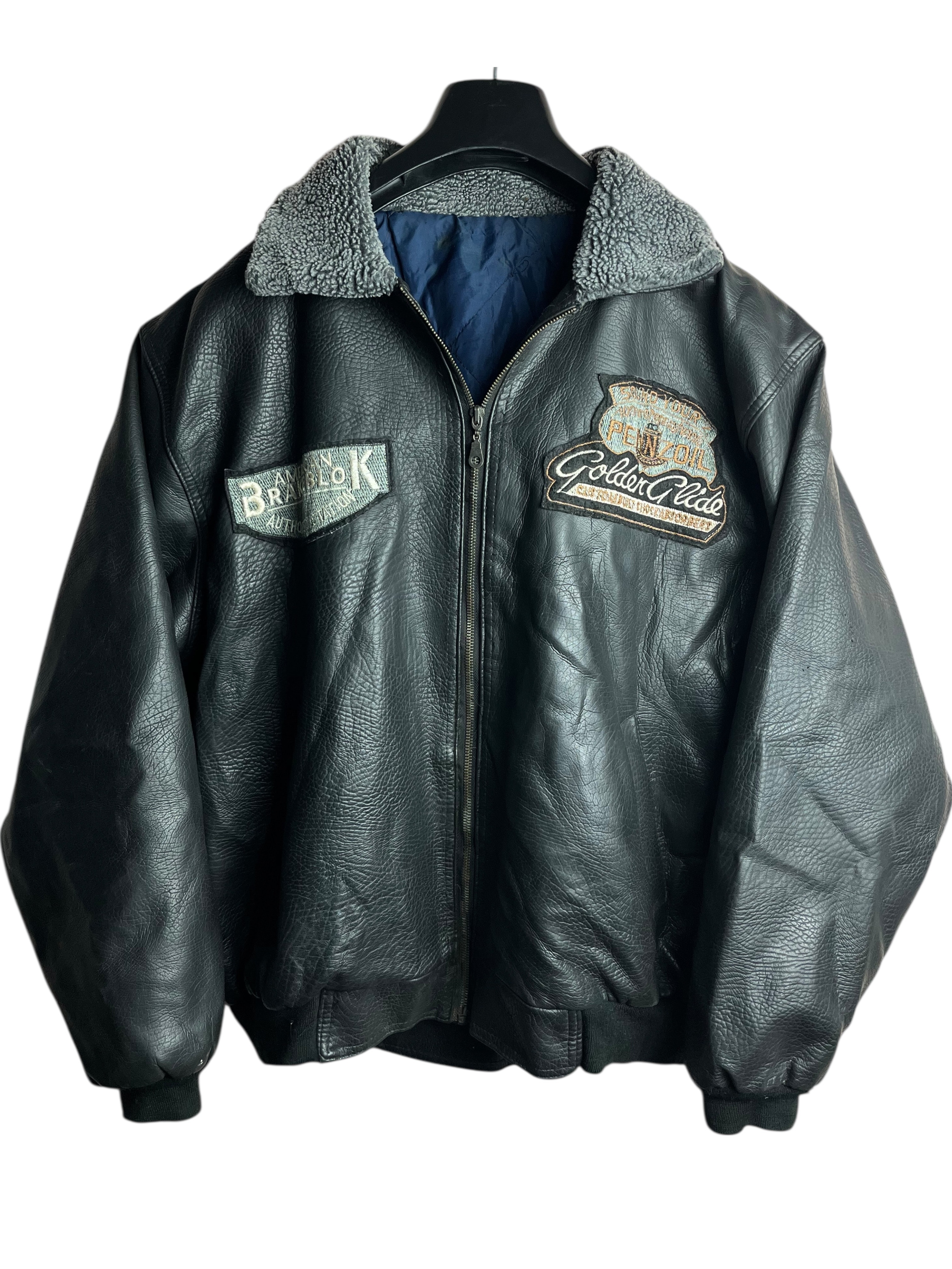 Oversize Vintage Kalın Deri Ceket (Medium)