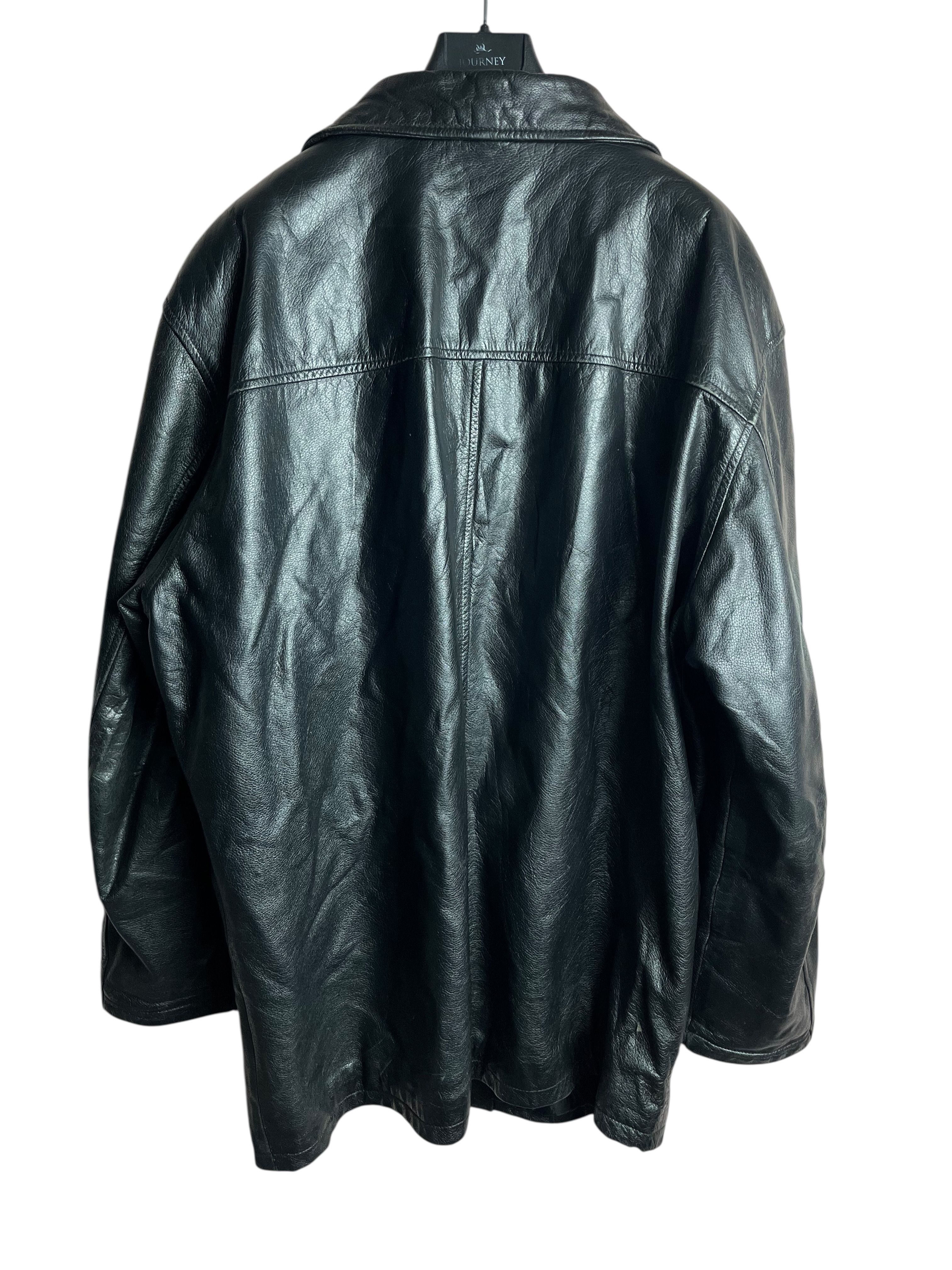 Oversize Uzun Vintage Deri Ceket (Medium)